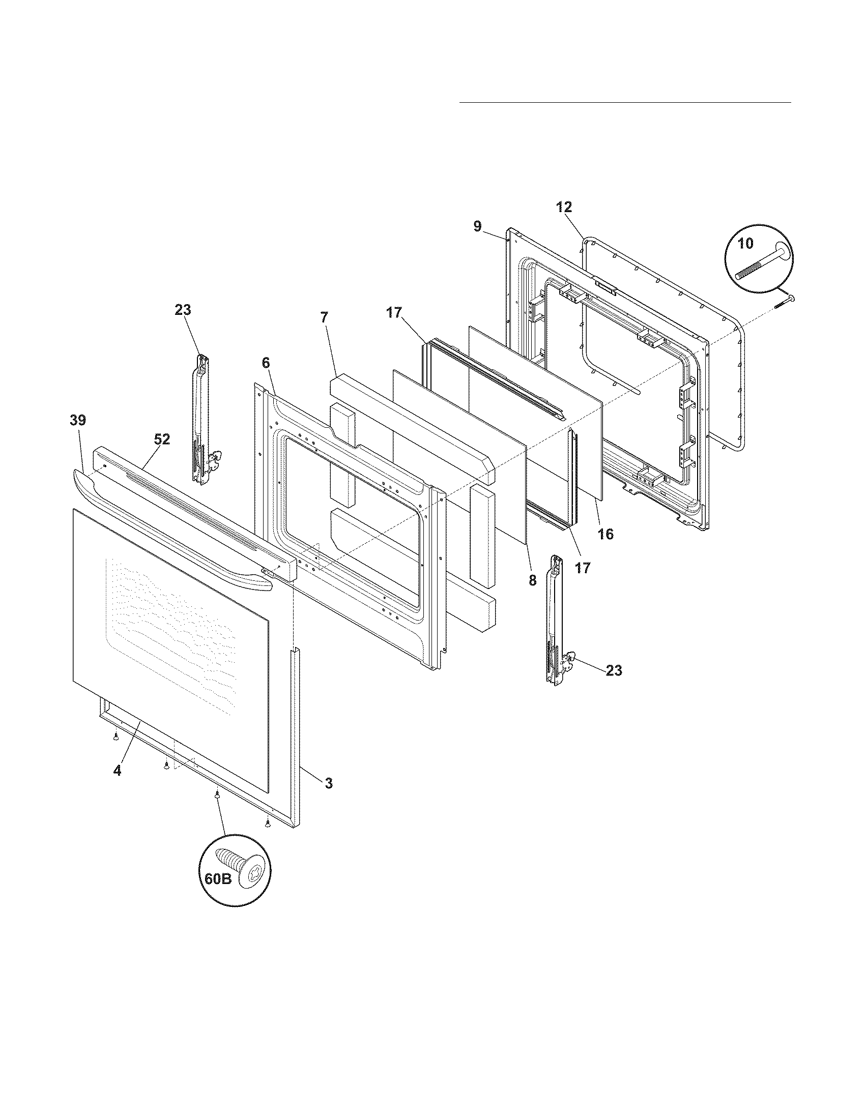 Frigidaire FFEF3017ZWA door diagram