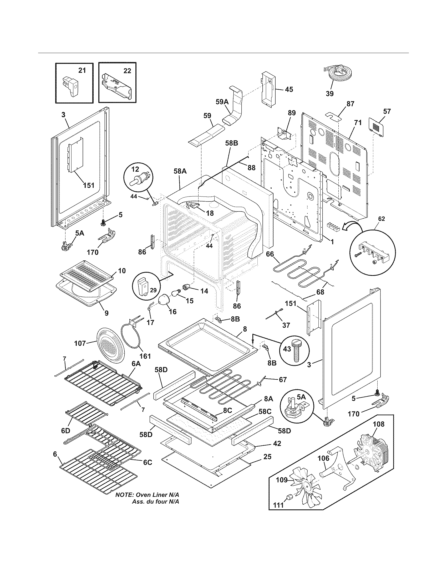 Frigidaire CGEF3034MFD body diagram