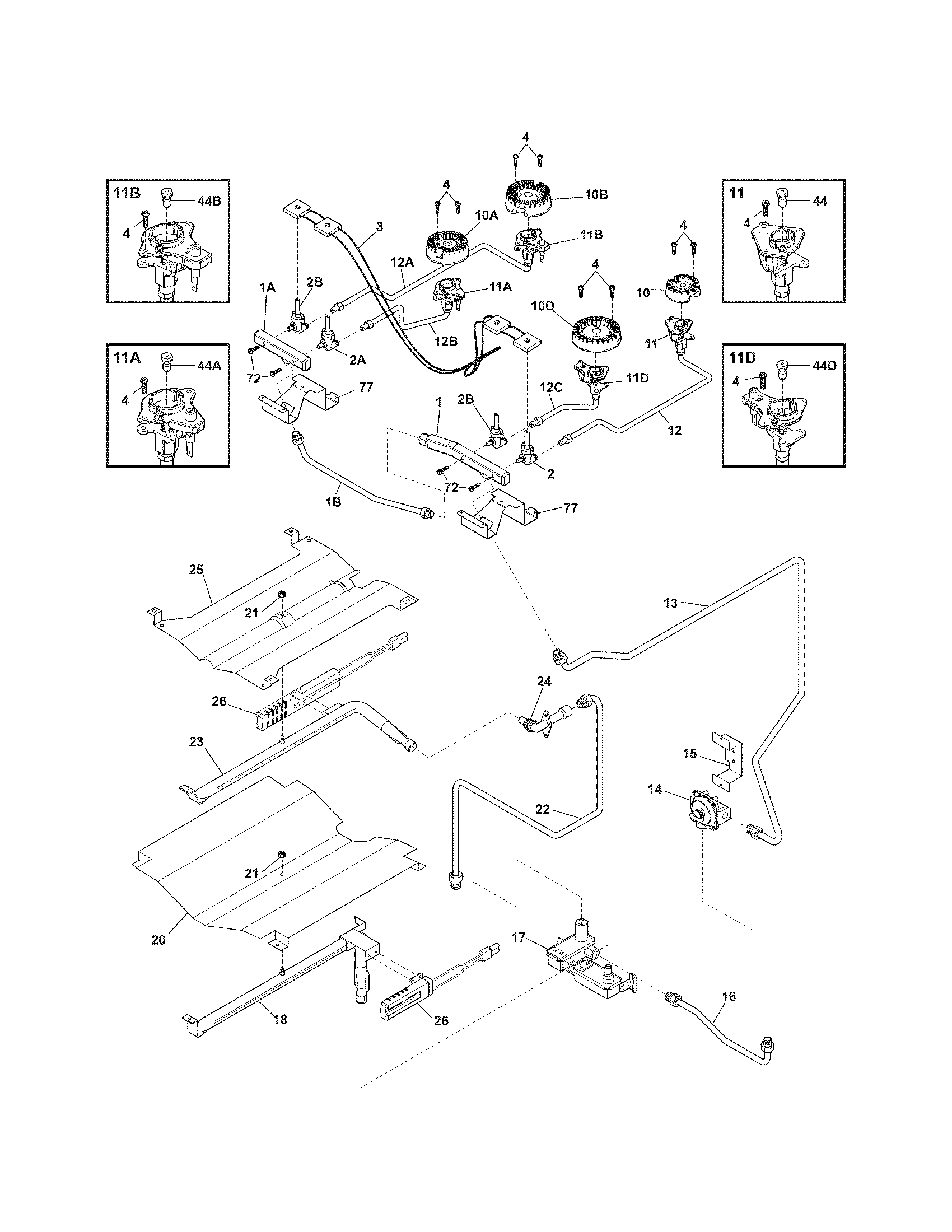 Electrolux EI30GS55LBA burner diagram