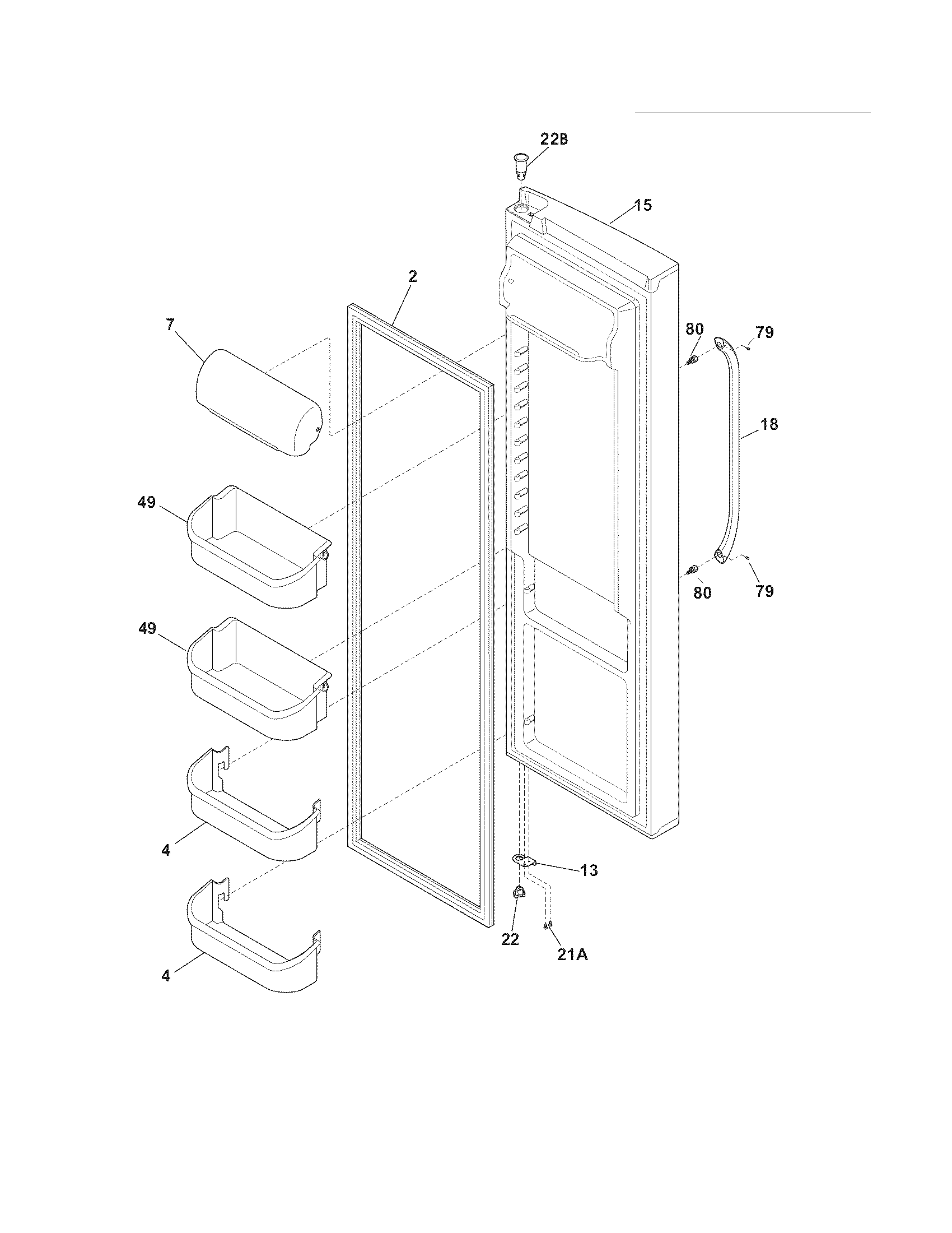 Frigidaire DFHS2313MF4 refrigerator door diagram