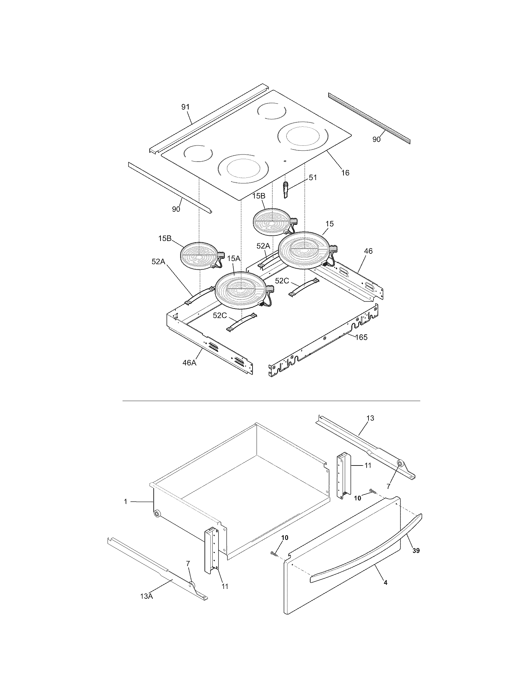 Kenmore 79046783906 top/drawer diagram