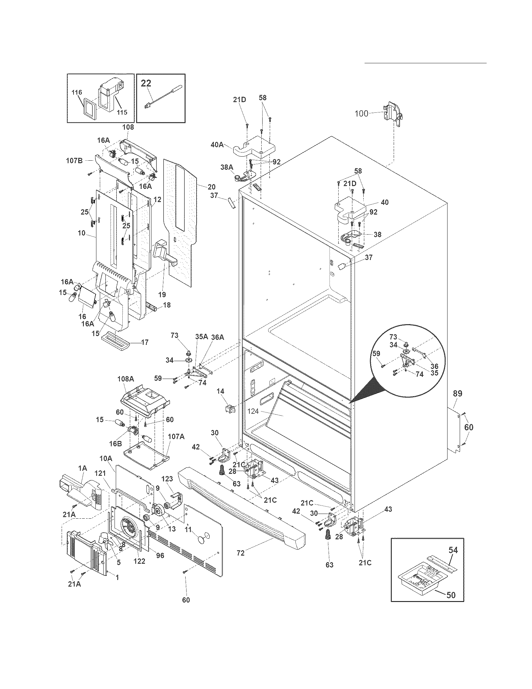 Electrolux EI23BC36IB7 cabinet diagram
