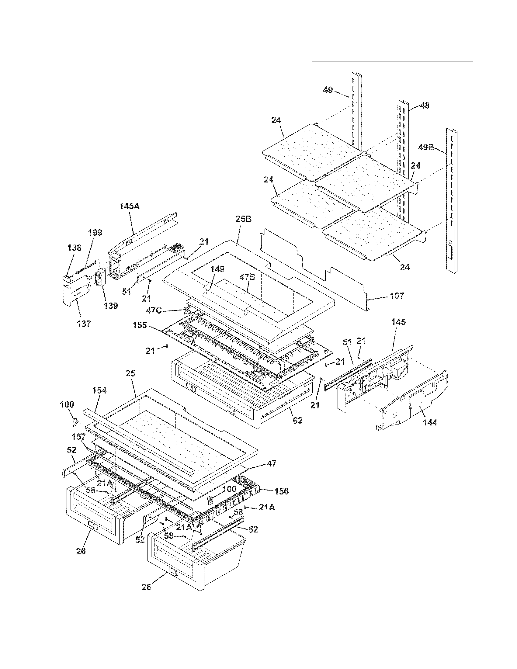 Electrolux EI23BC36IB7 shelves diagram