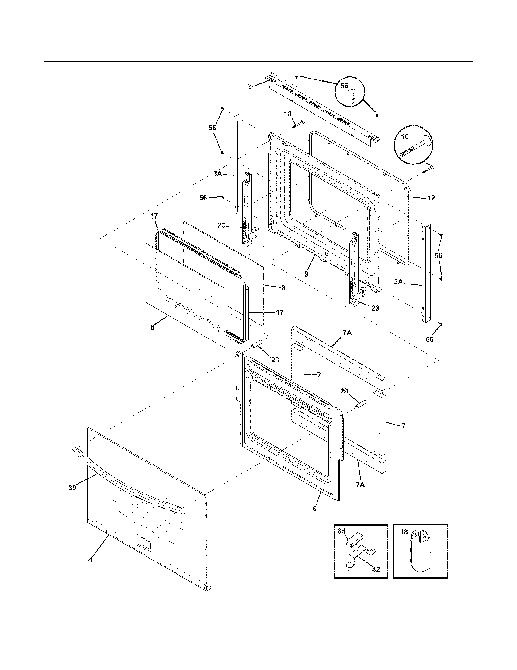 Frigidaire CGES3065KB5 door diagram