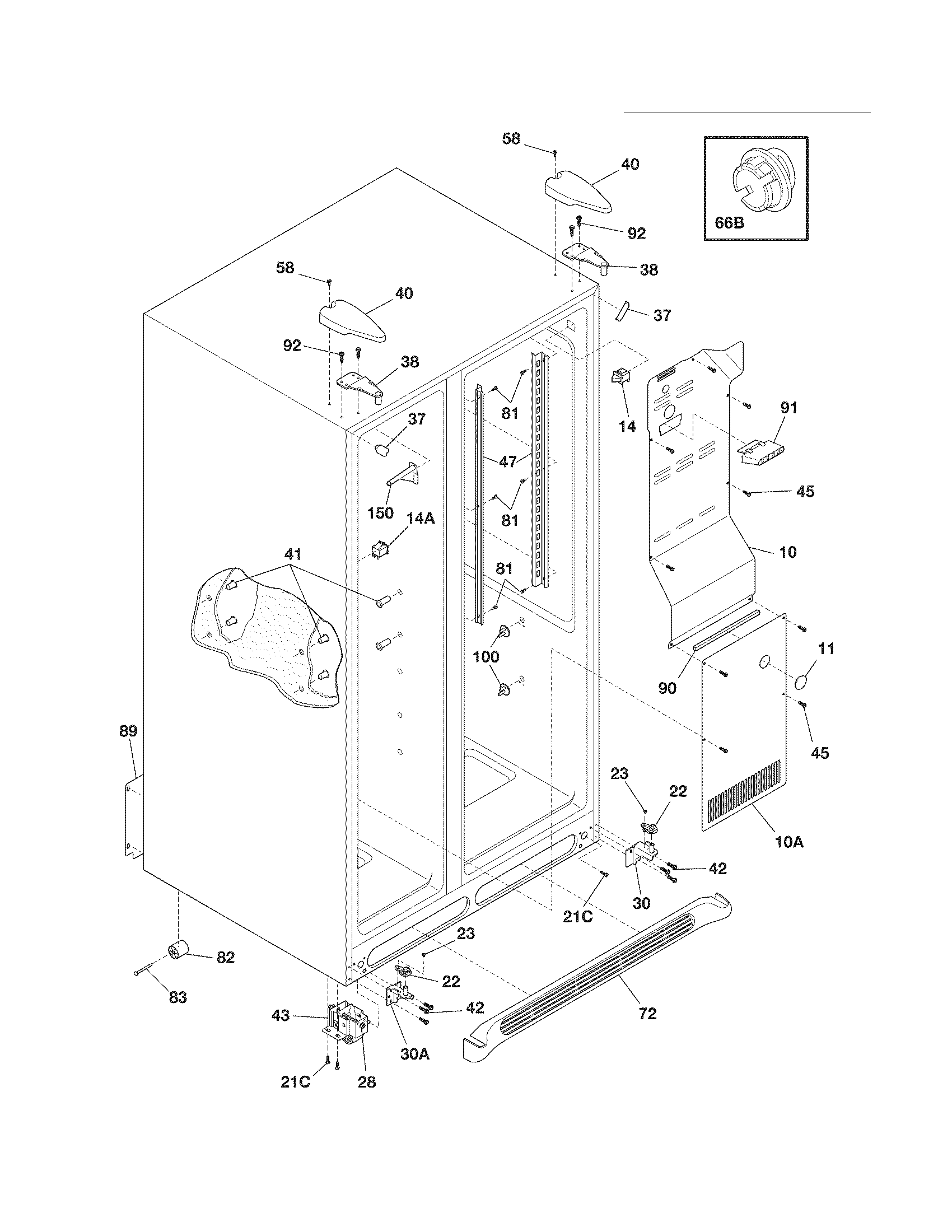 Frigidaire FRS26KR4DQC cabinet diagram
