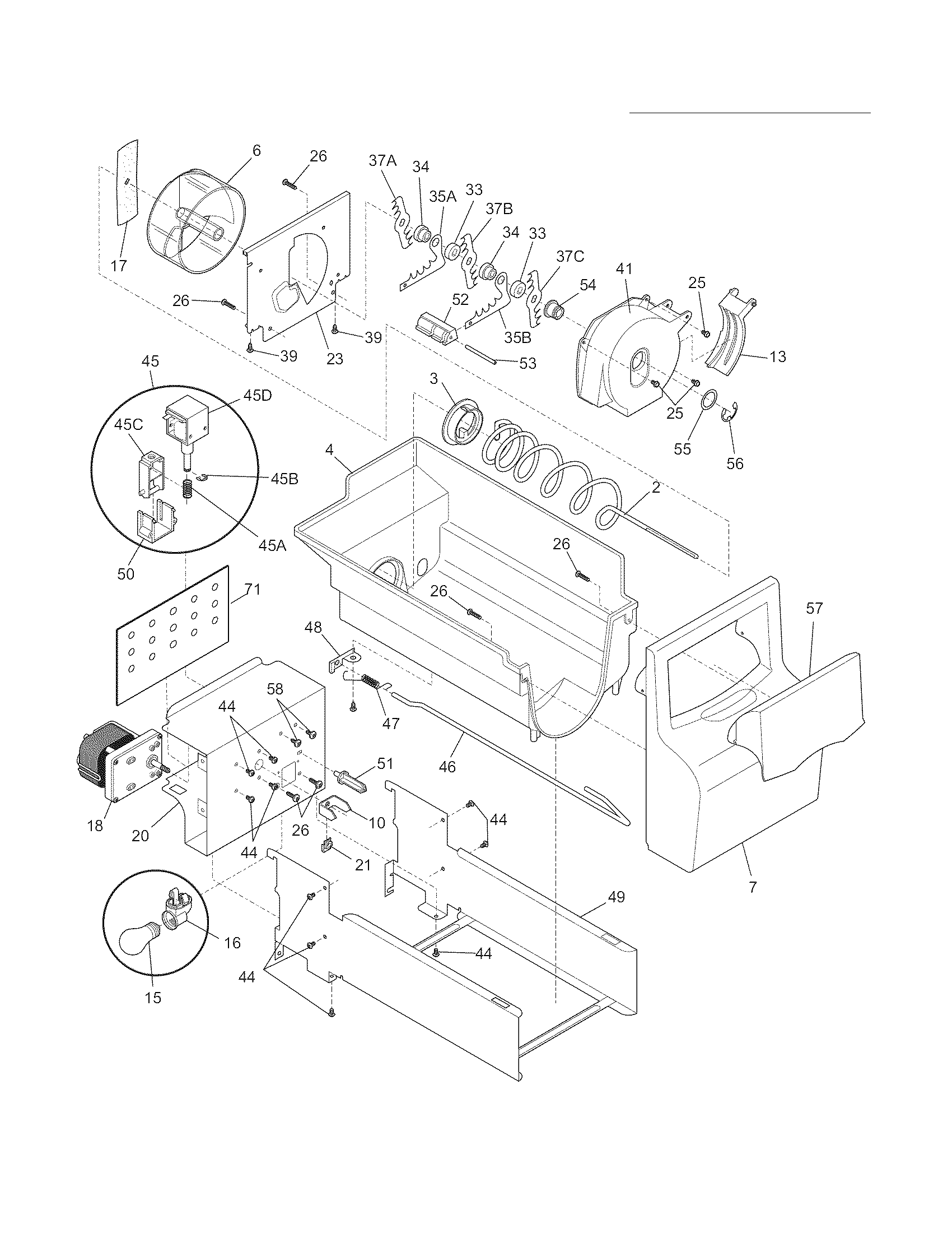Frigidaire FRS26KR4DQC ice container diagram