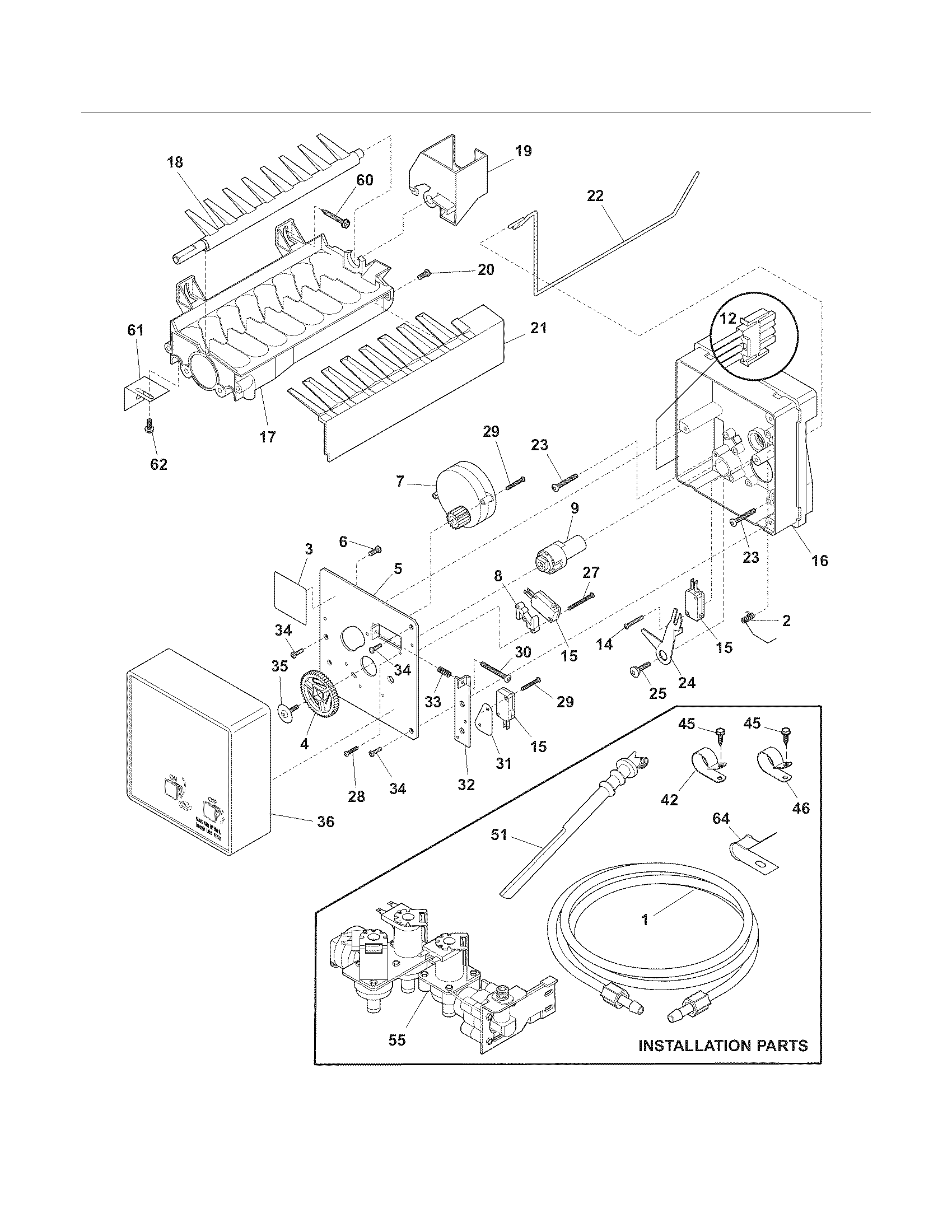 Frigidaire FRS26KR4DQC ice maker diagram
