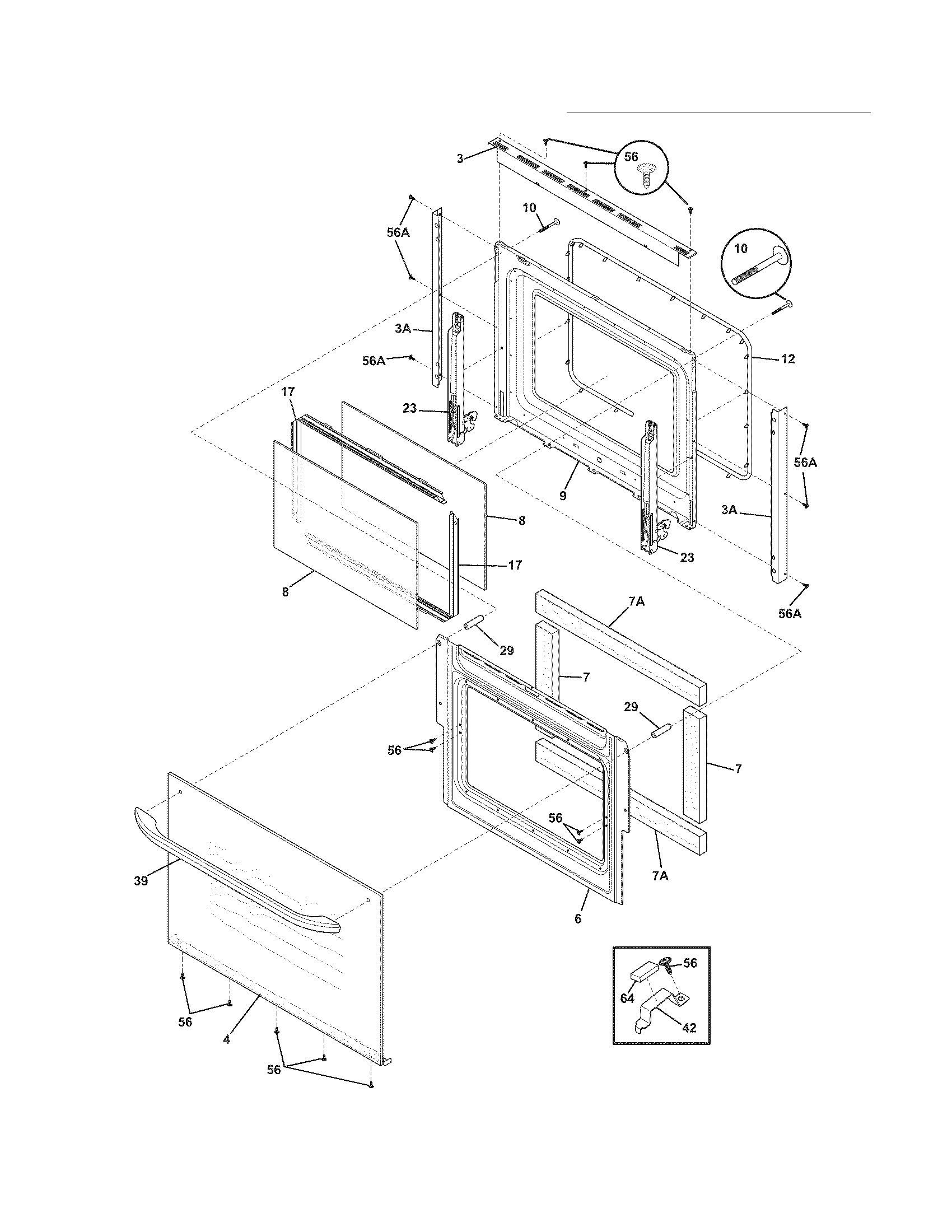 Frigidaire FFES3015LBF door diagram