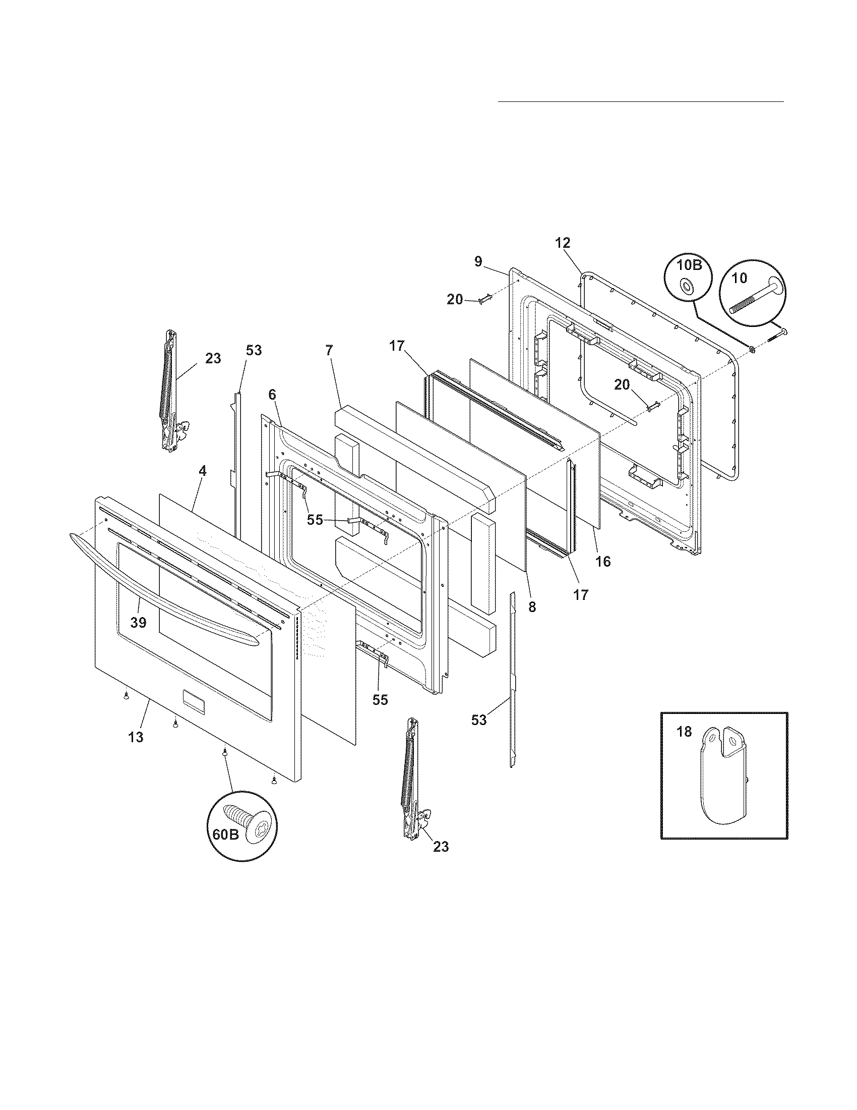 Frigidaire BGGF3042KFR door diagram