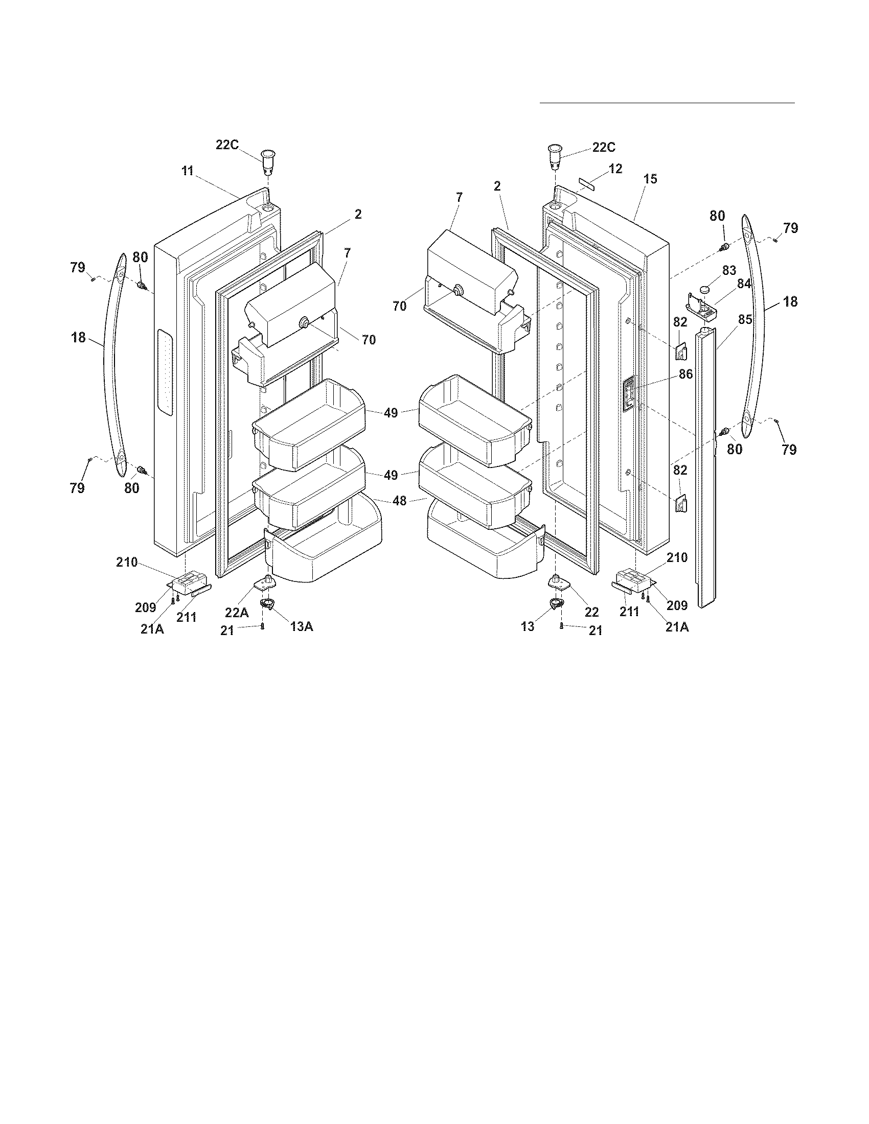 Frigidaire FGUN2642LE5 fresh food door diagram