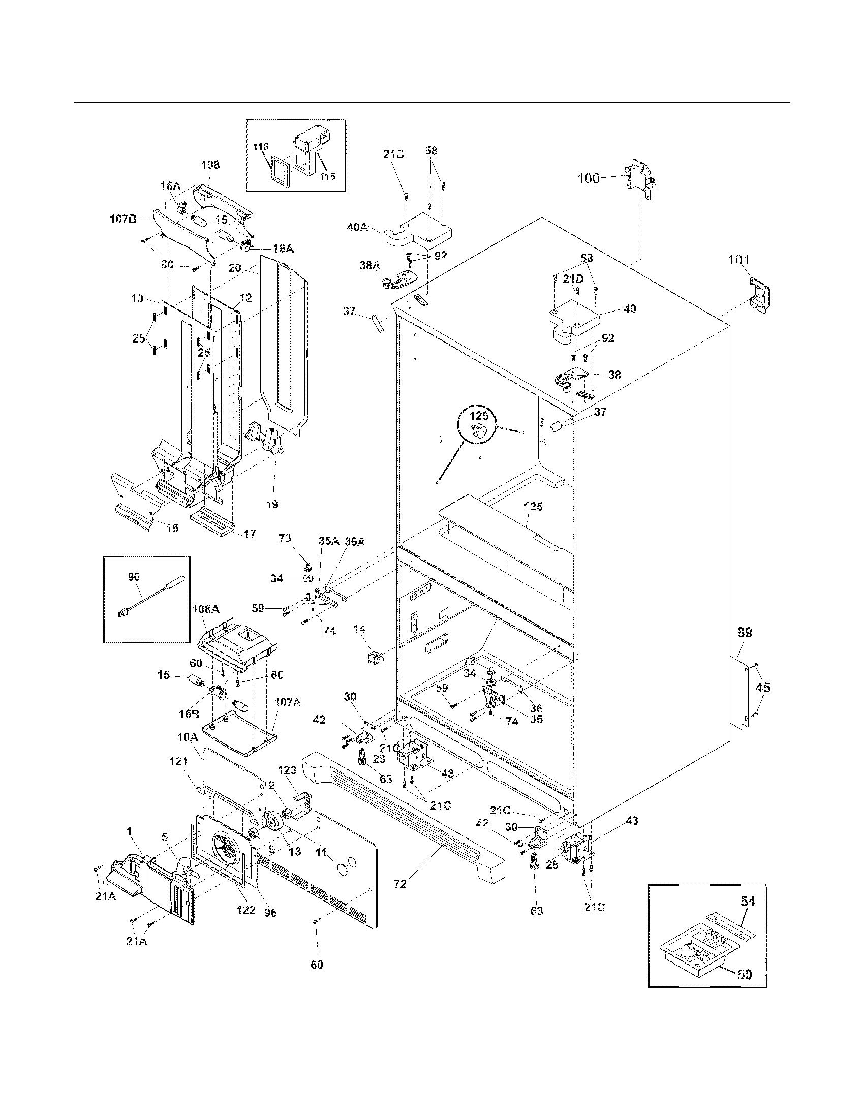 Frigidaire FGUN2642LE5 cabinet diagram