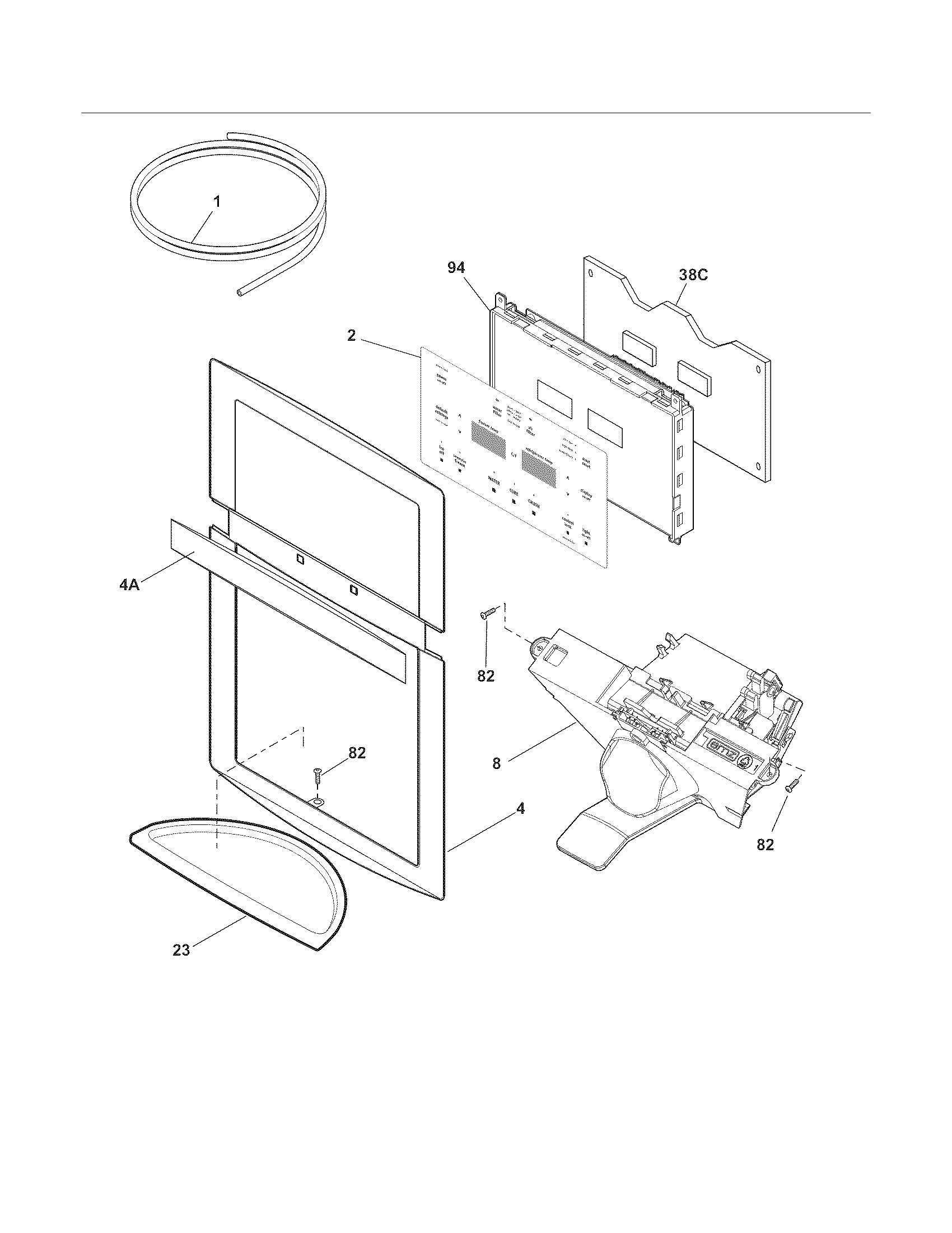 Frigidaire FGHB2869LF9 control & ice dispenser diagram