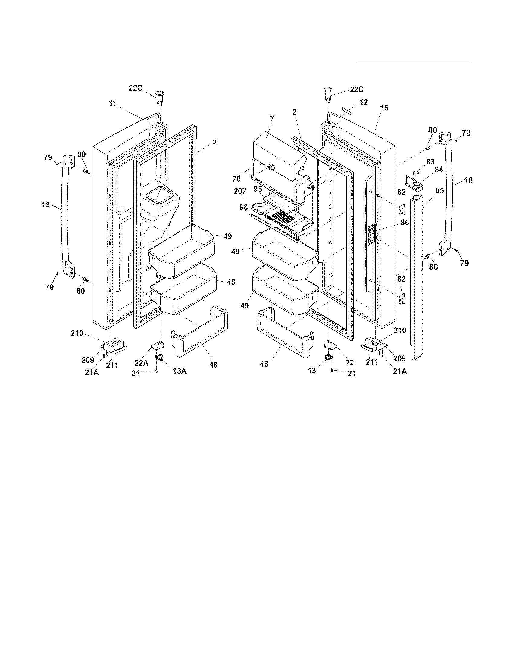 Electrolux EI27BS16JB5 fresh food door diagram