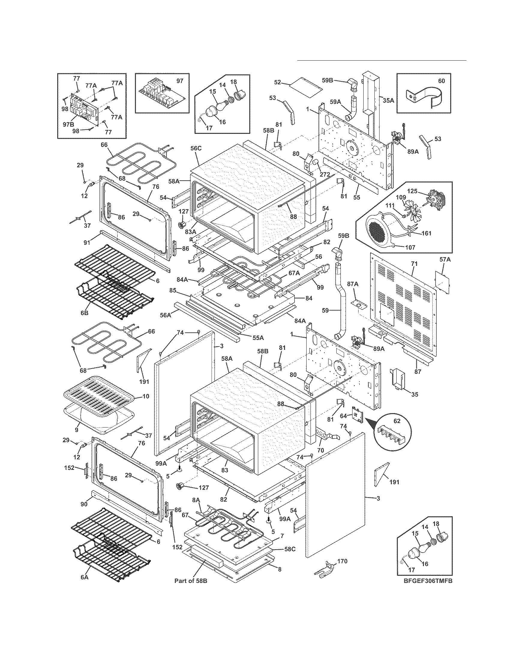 Frigidaire FGEF306TMFC body diagram