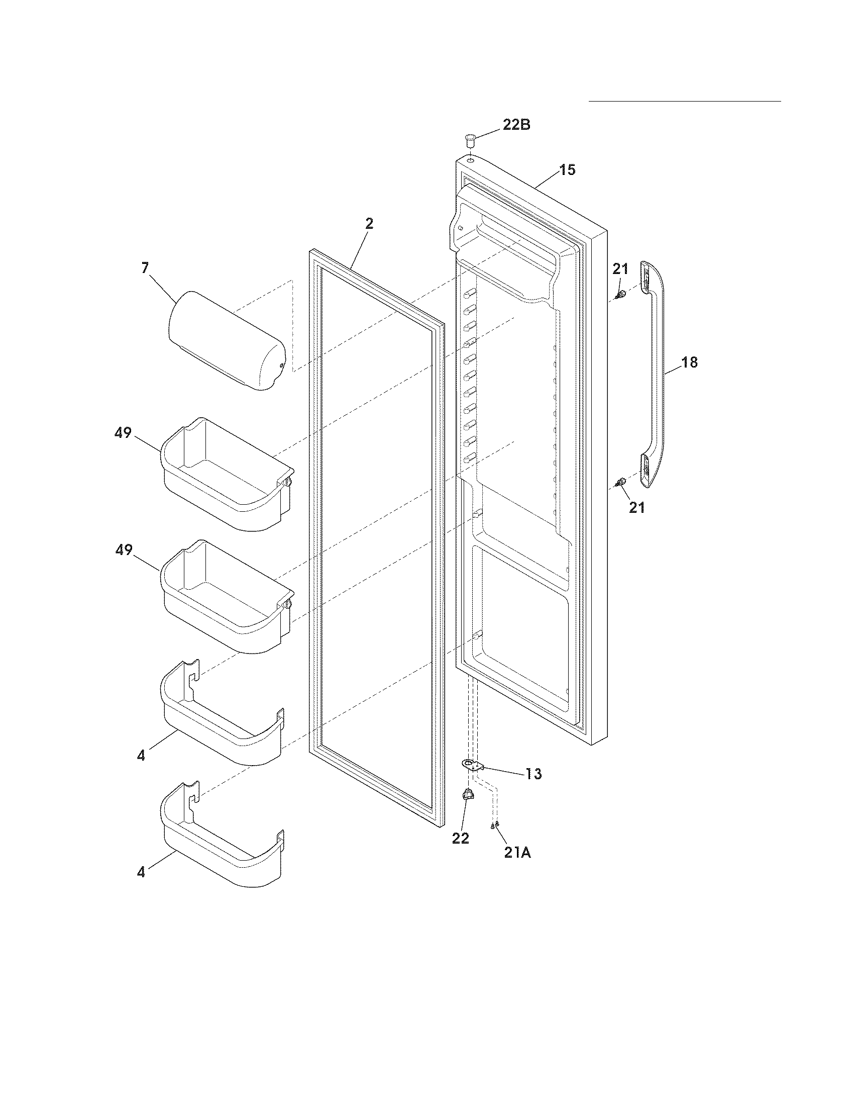 Frigidaire FFHS2611LW4 refrigerator door diagram