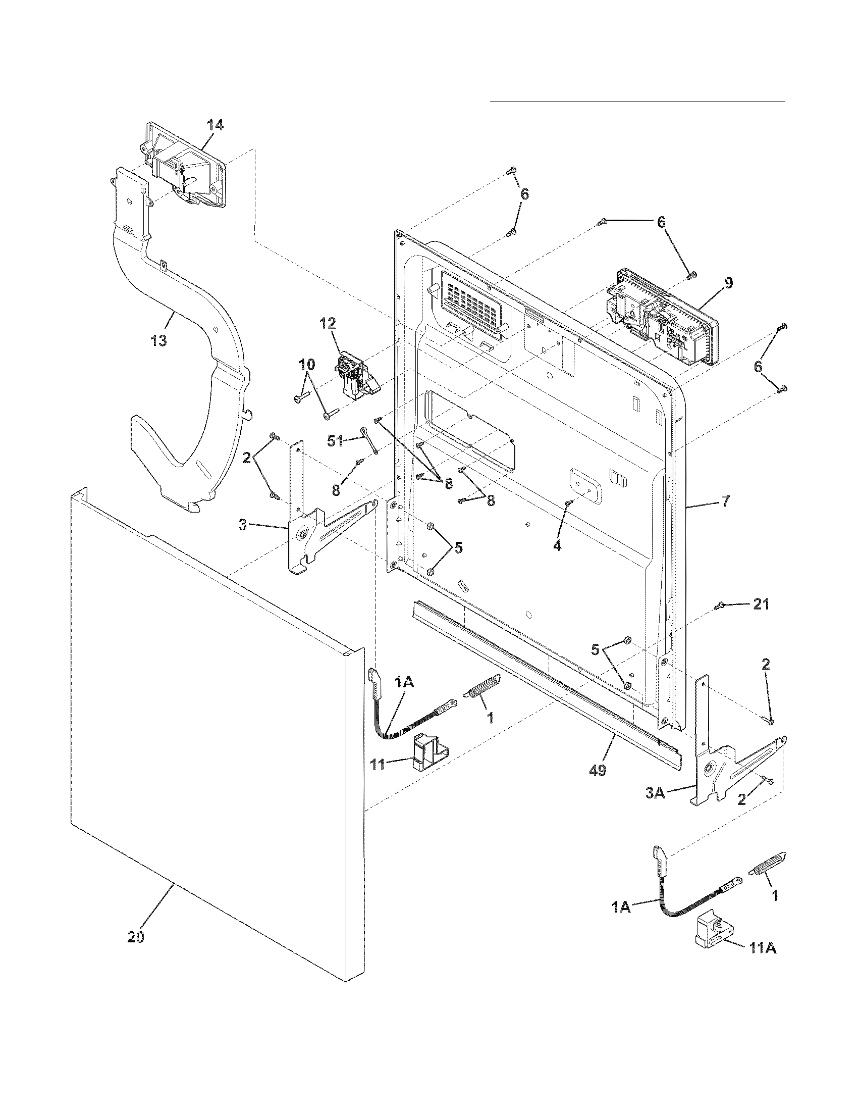Frigidaire FGBD2431NW0A door diagram