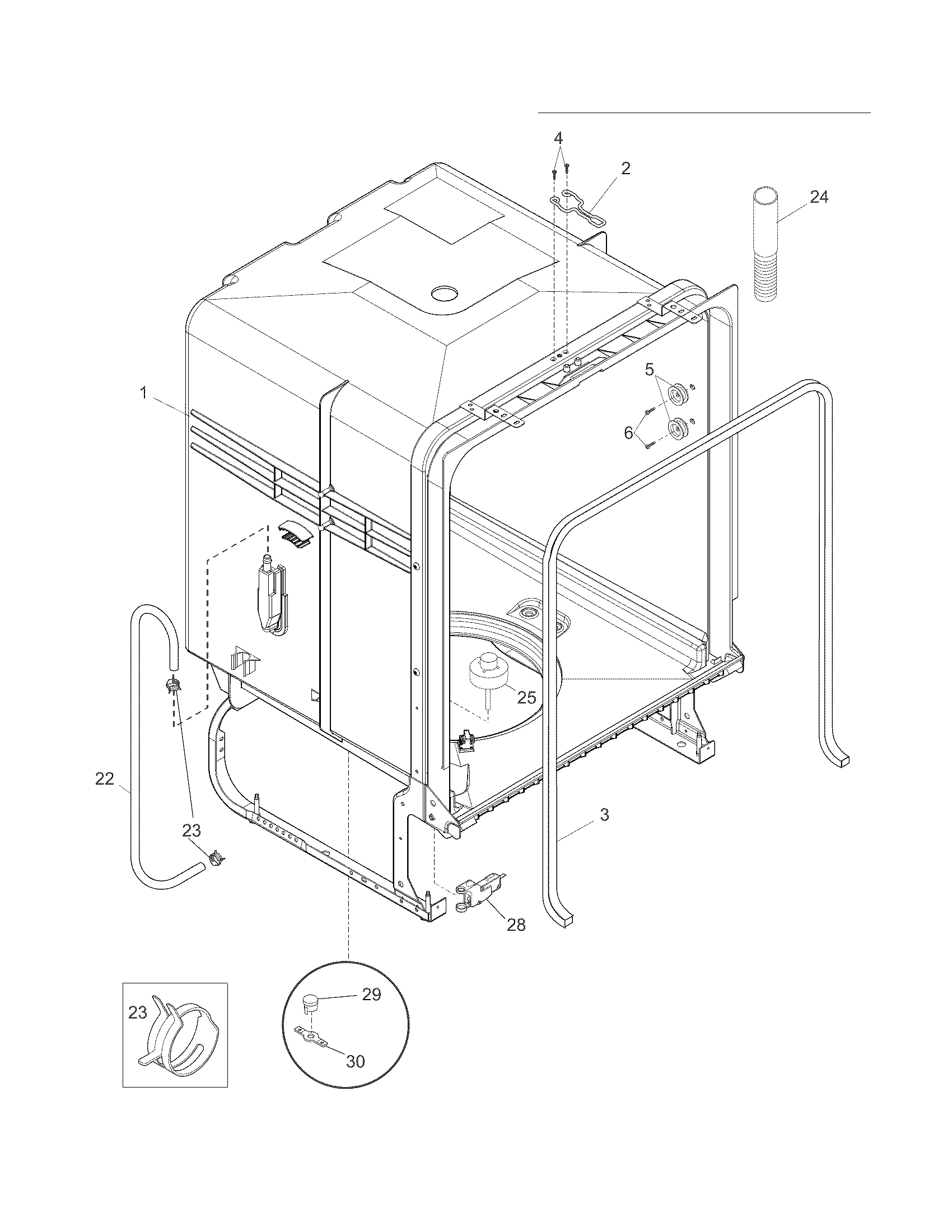Frigidaire FGBD2431NW0A tub diagram