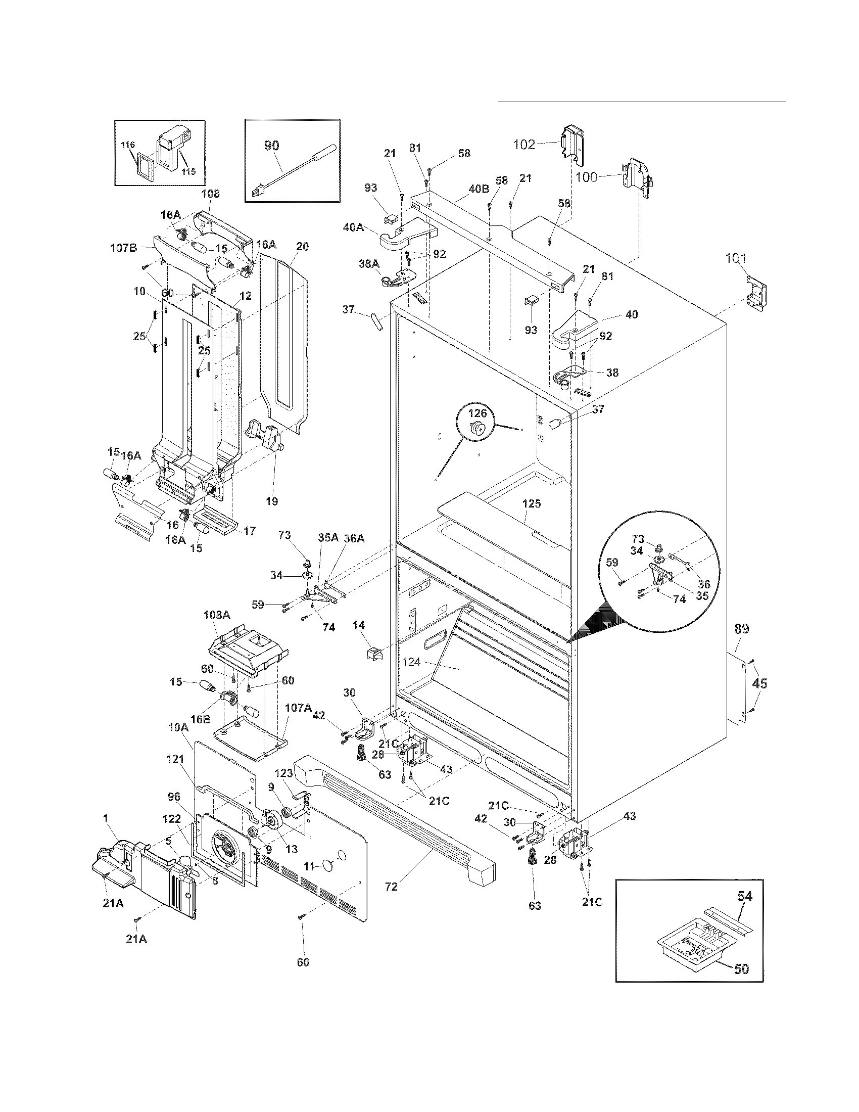 Frigidaire FGHF2344MF5 cabinet diagram