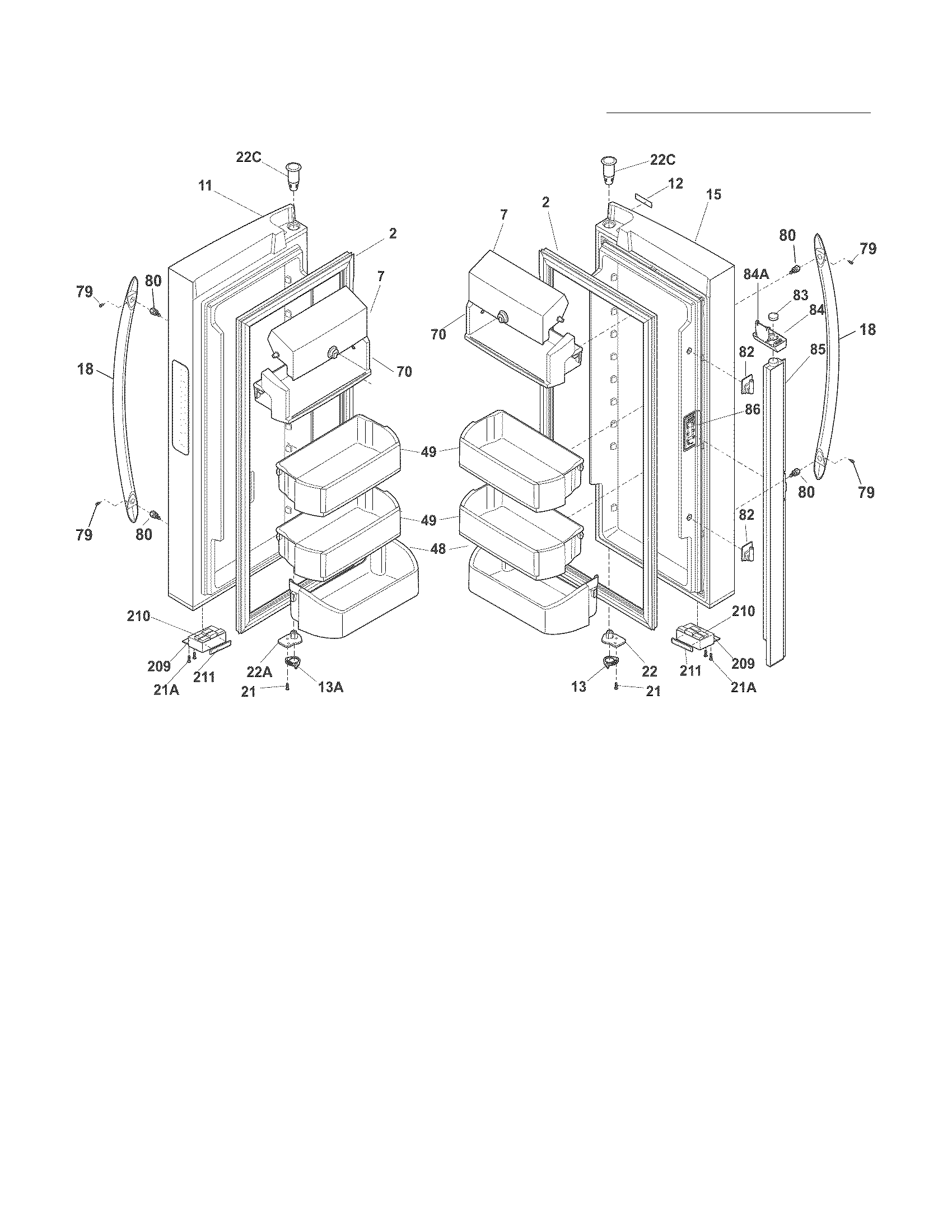 Frigidaire LGHN2844MF4 fresh food door diagram