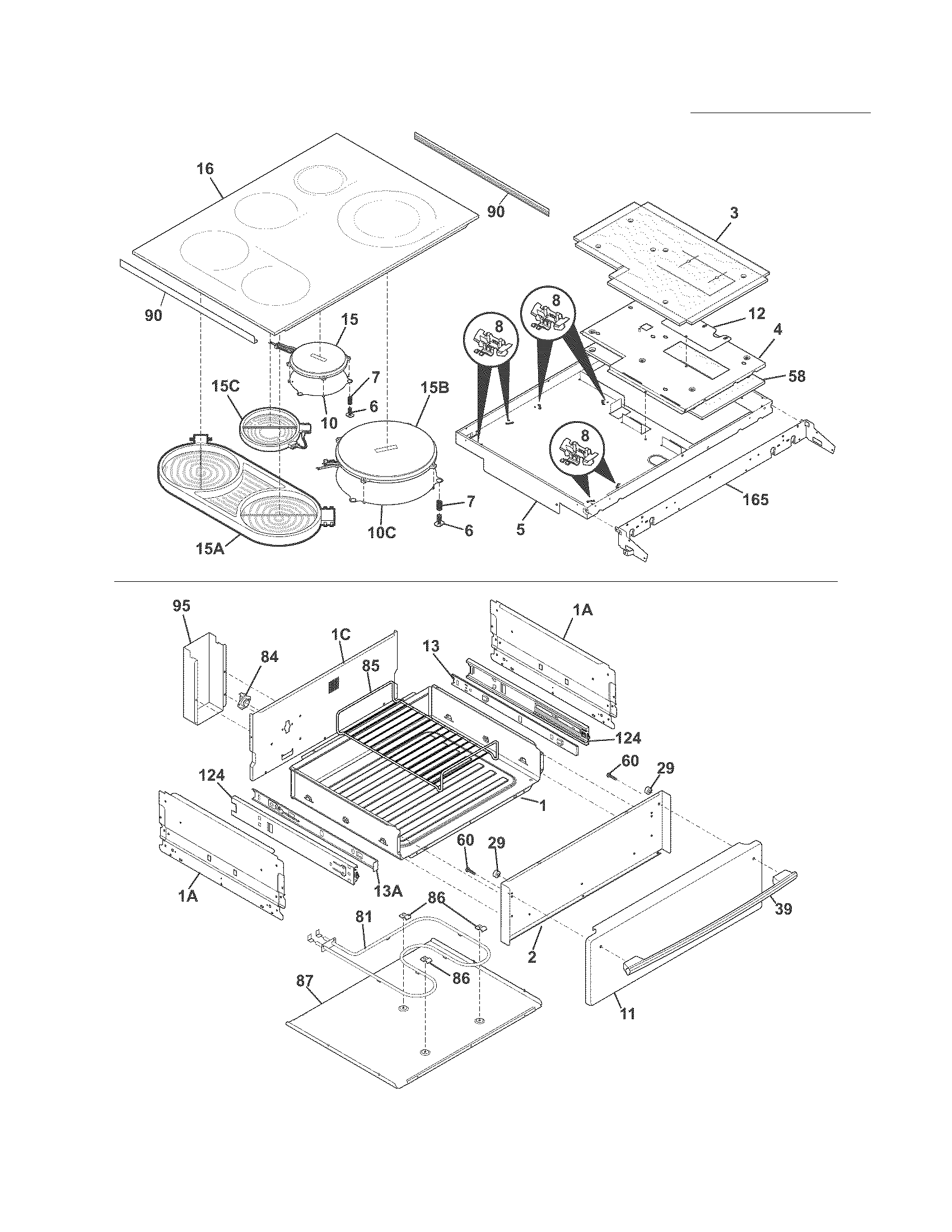 Frigidaire FPCS3085LFC top/drawer diagram