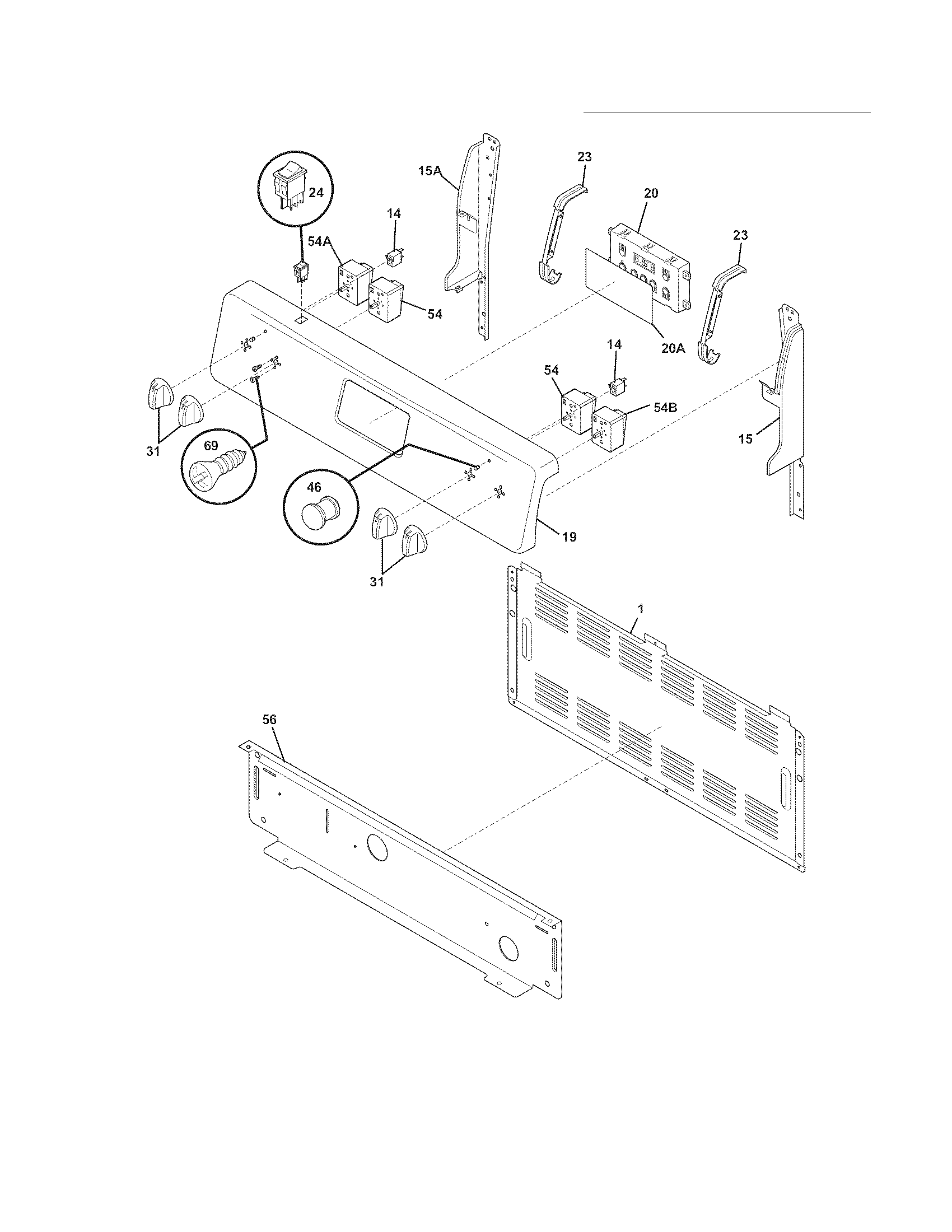 Frigidaire FFEF3043LSK backguard diagram