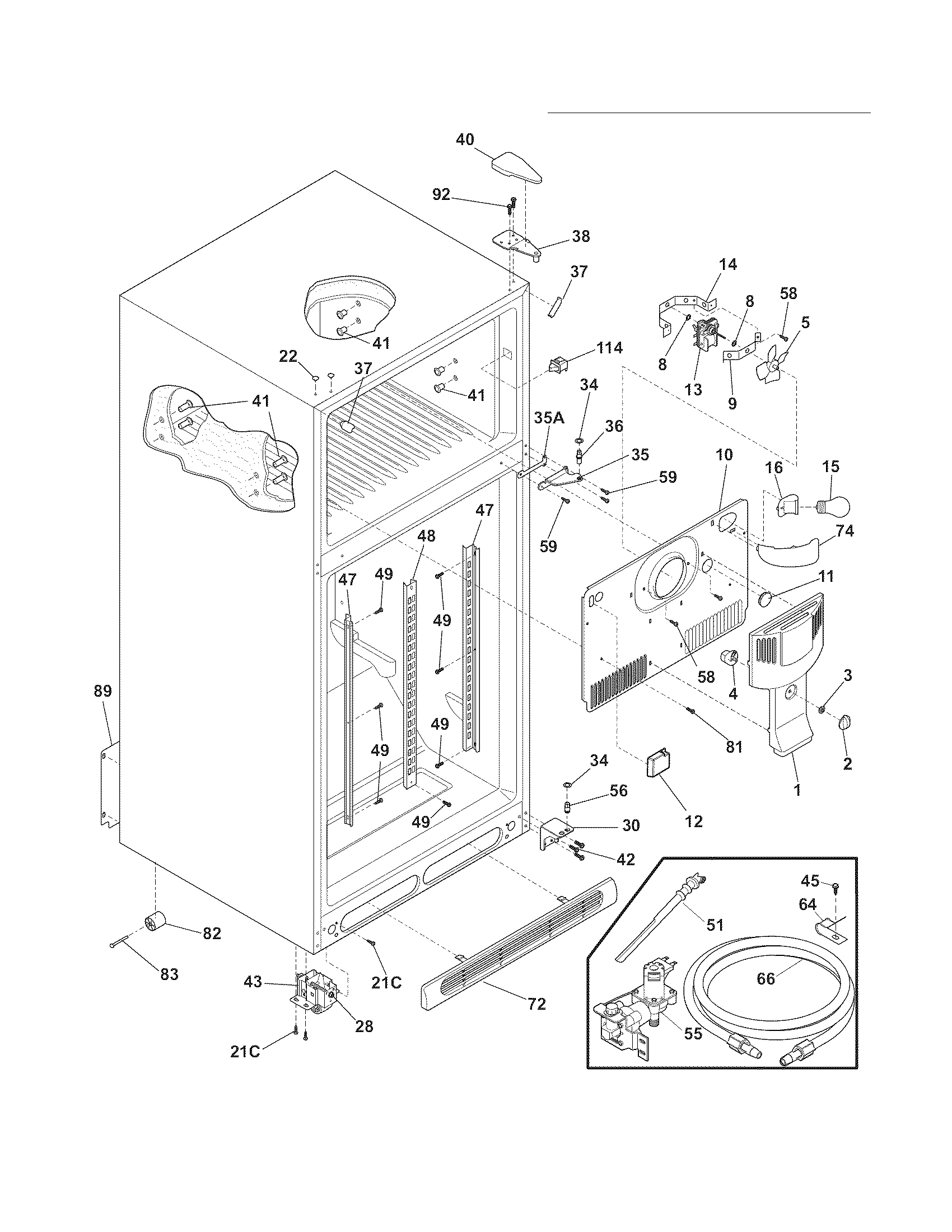 Frigidaire LGHT2137NF0 cabinet diagram