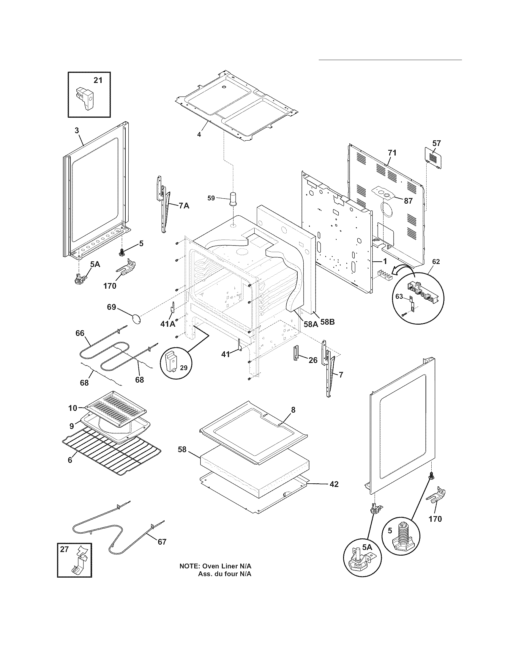 Frigidaire FFEF3003NWA body diagram