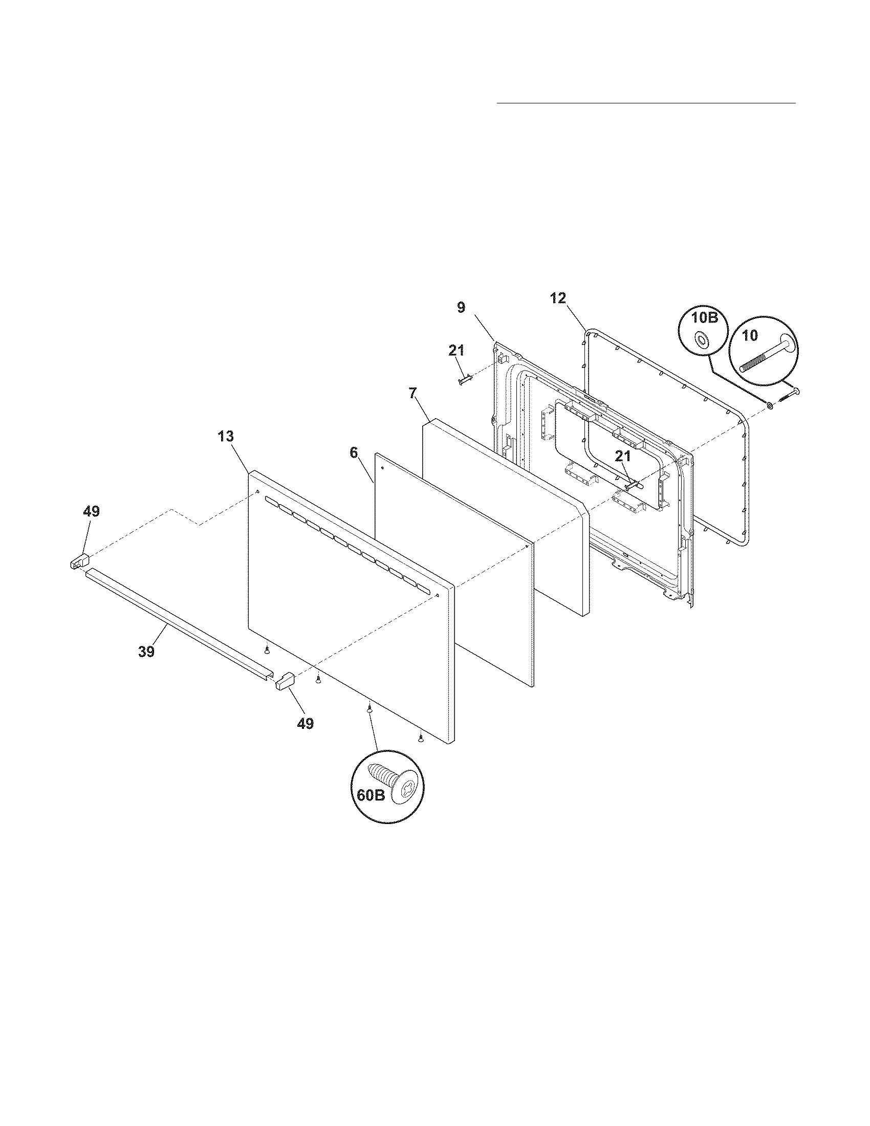 Frigidaire FFEF3003NWA door diagram