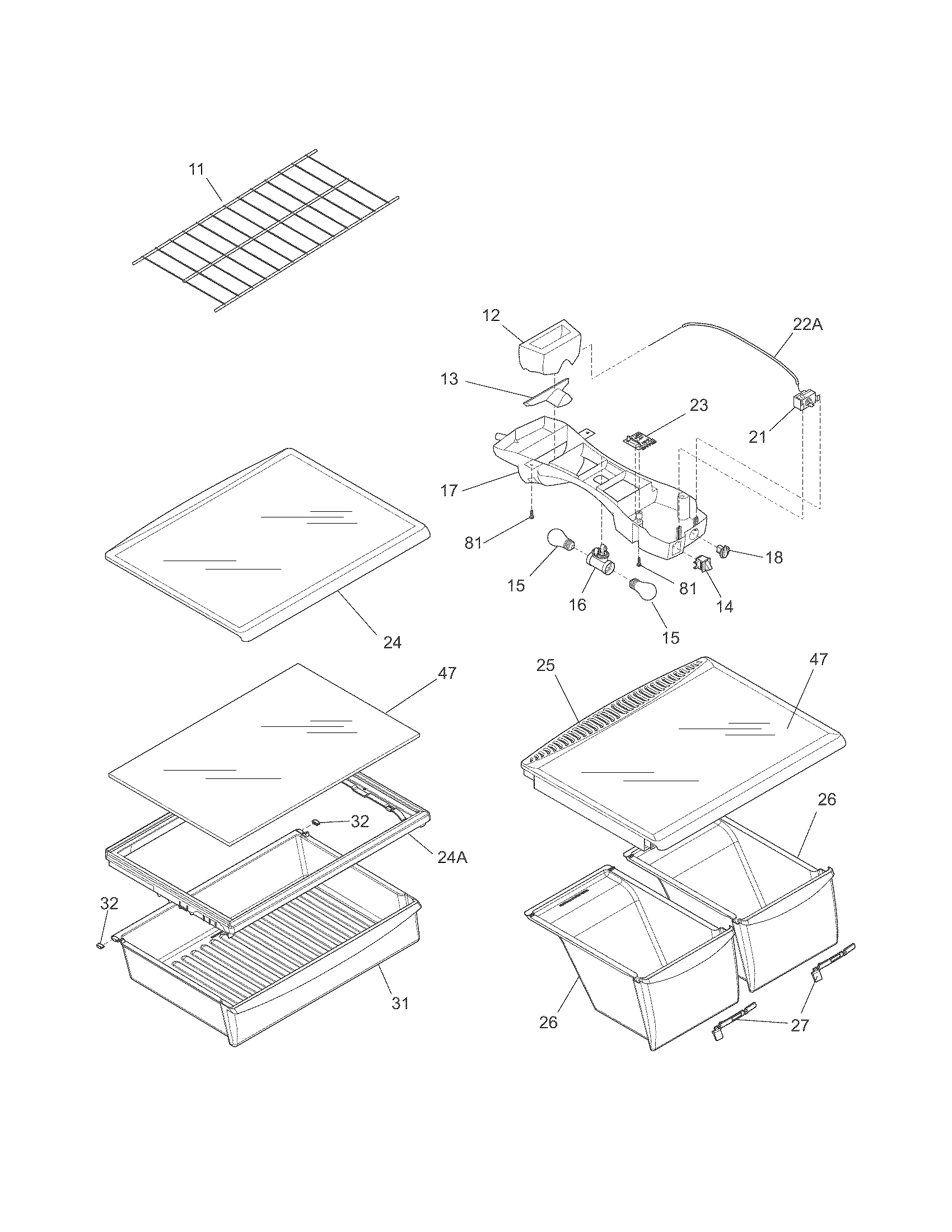 Kenmore 25368822010 shelves diagram
