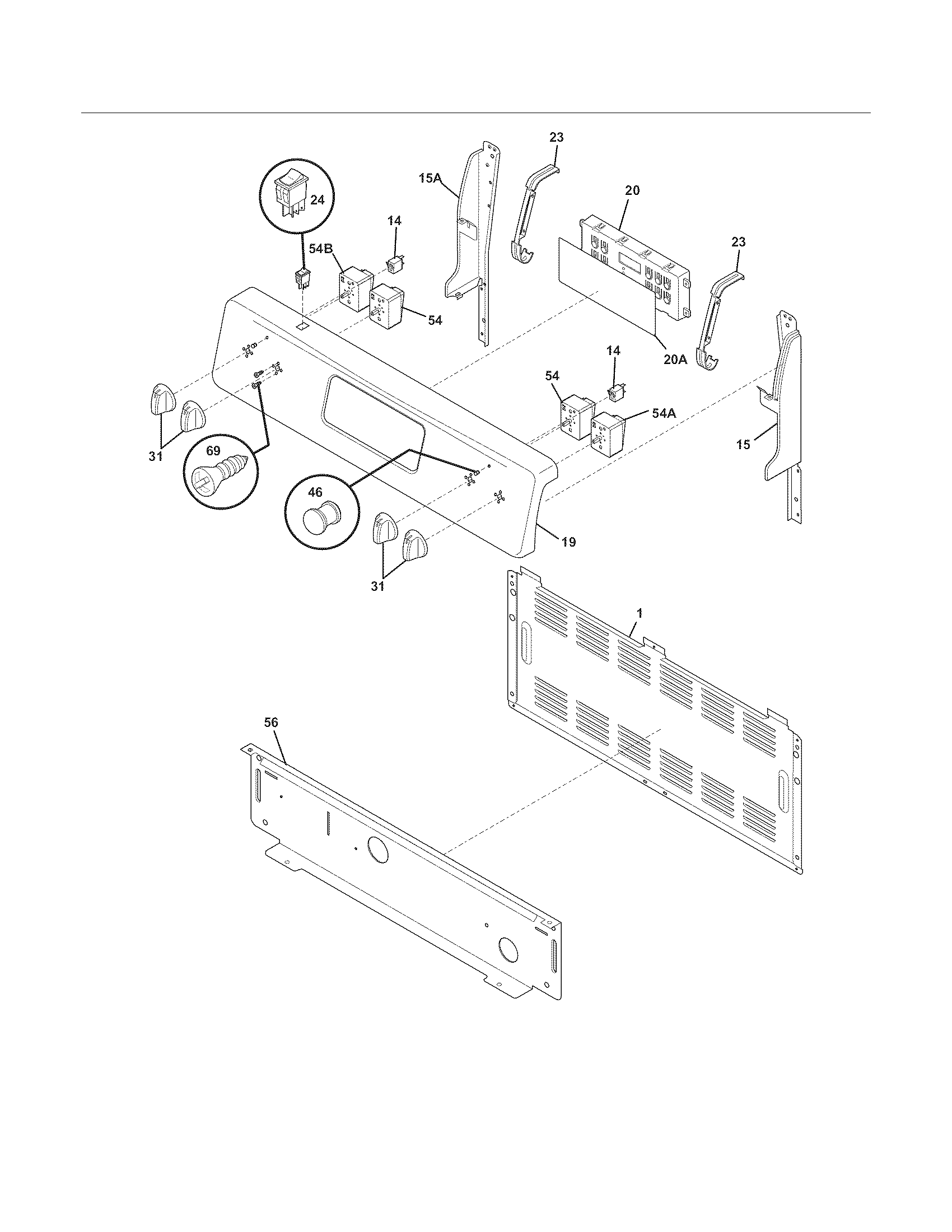 Frigidaire FFEF3018LQF backguard diagram