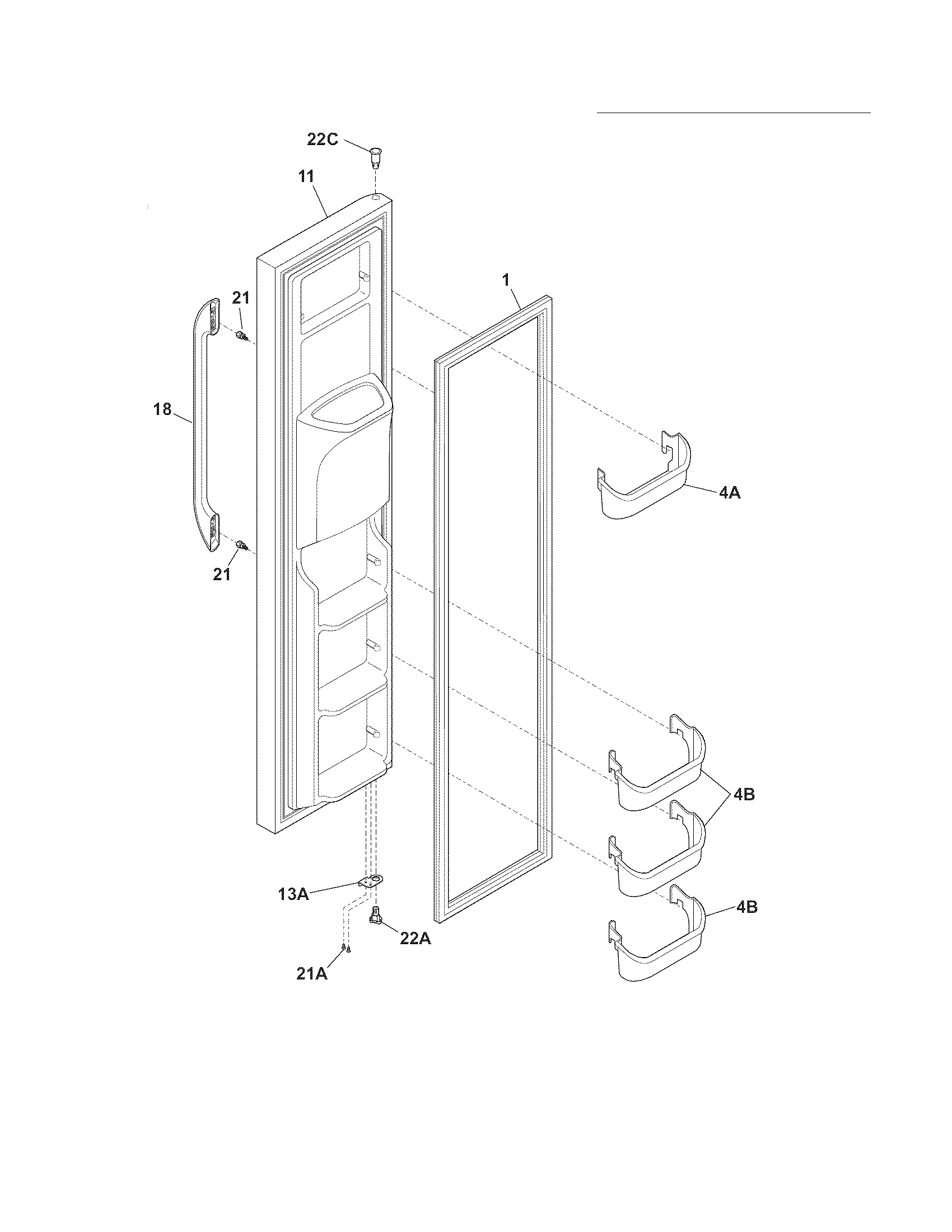 Frigidaire FFHS2311LB6 freezer door diagram