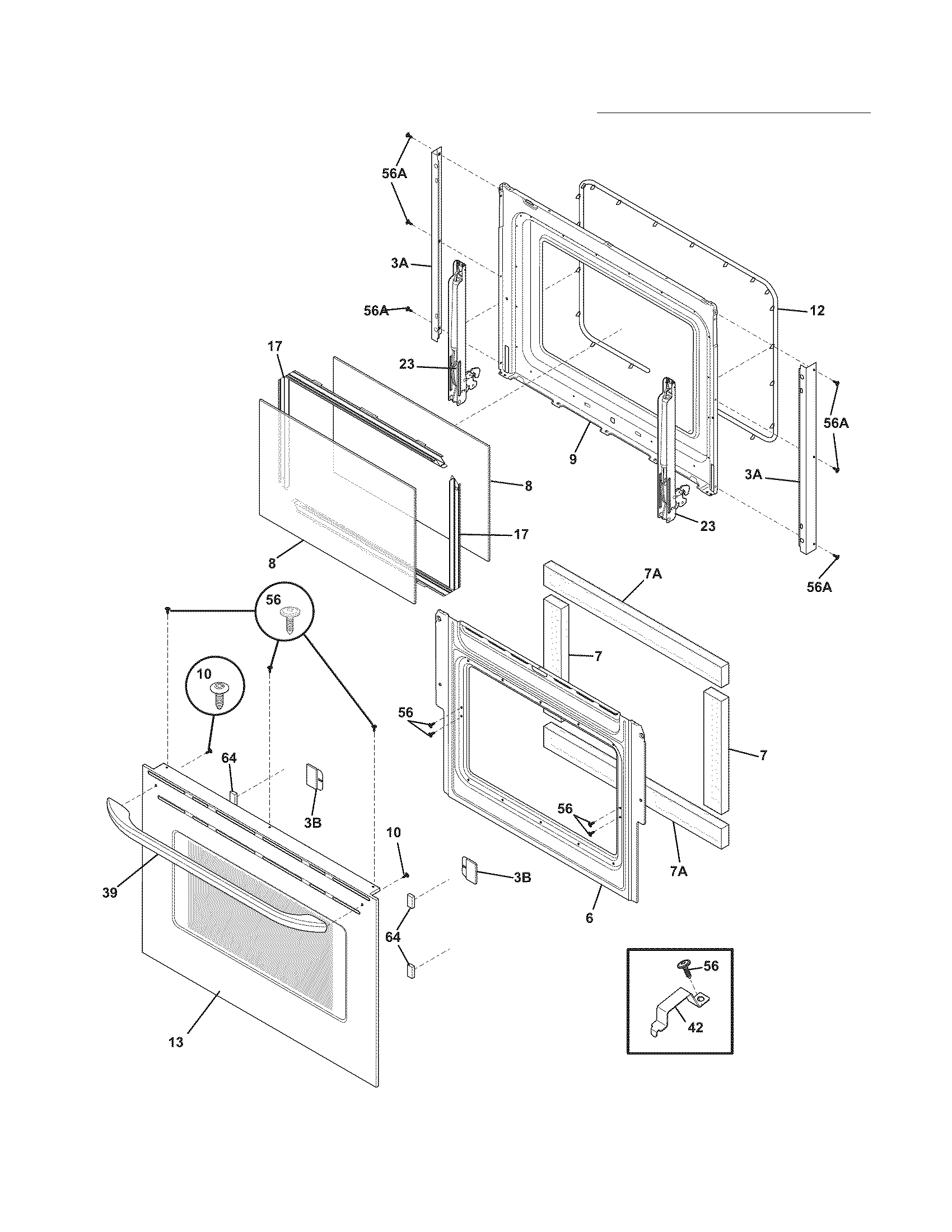 Frigidaire FFES3015LSF door diagram