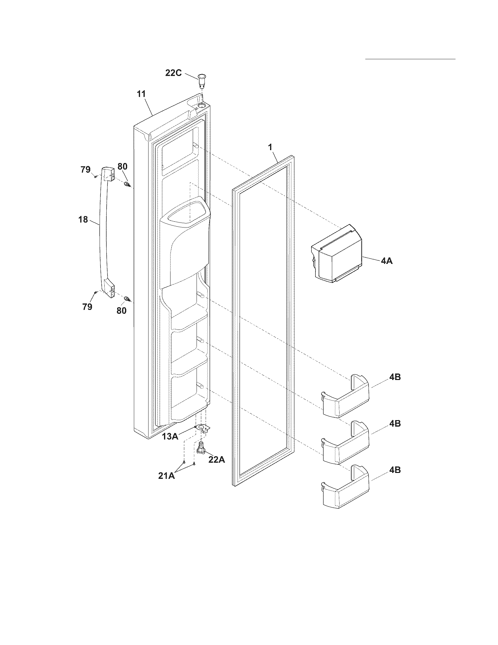 Electrolux EW26SS85KS1 freezer door diagram