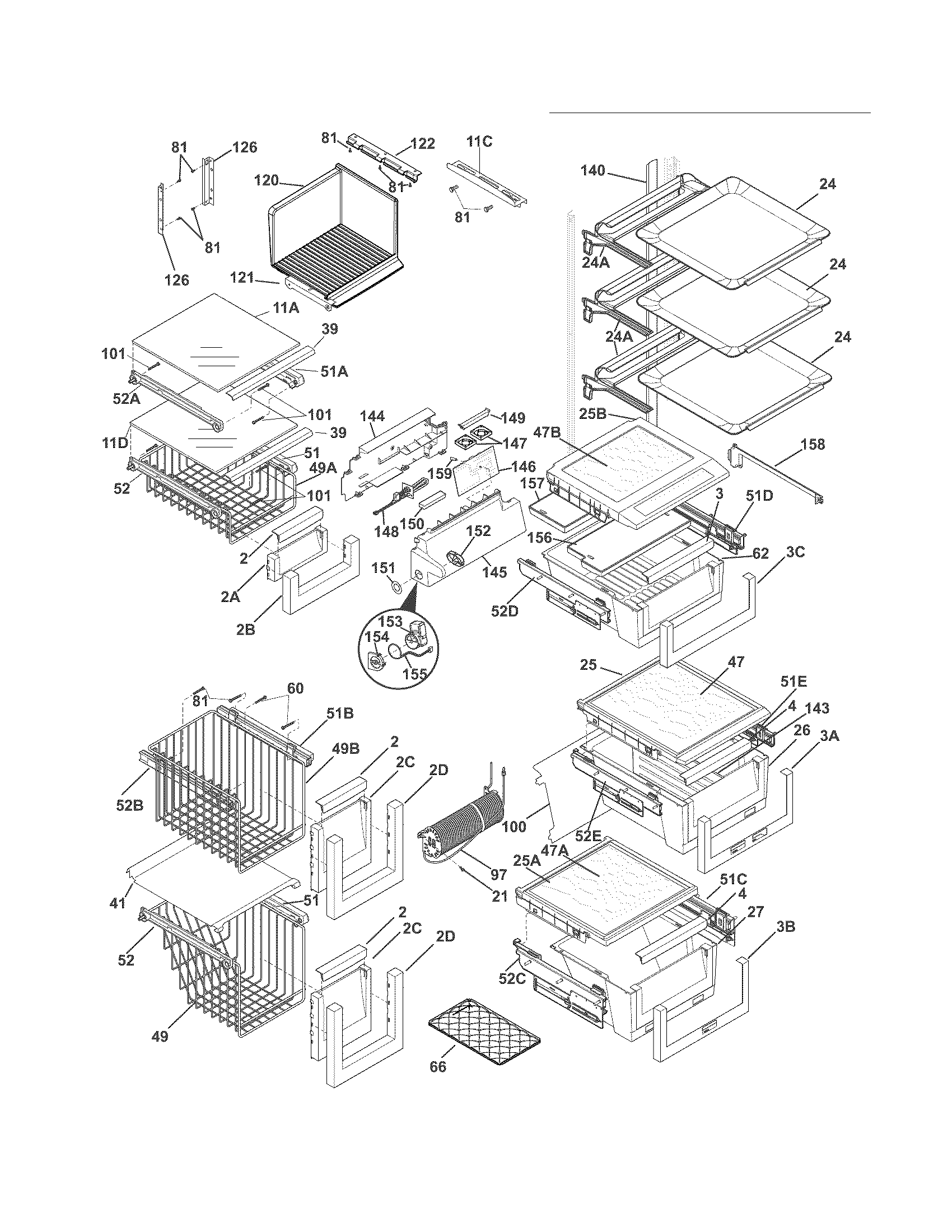 Electrolux EW26SS85KS1 shelves diagram