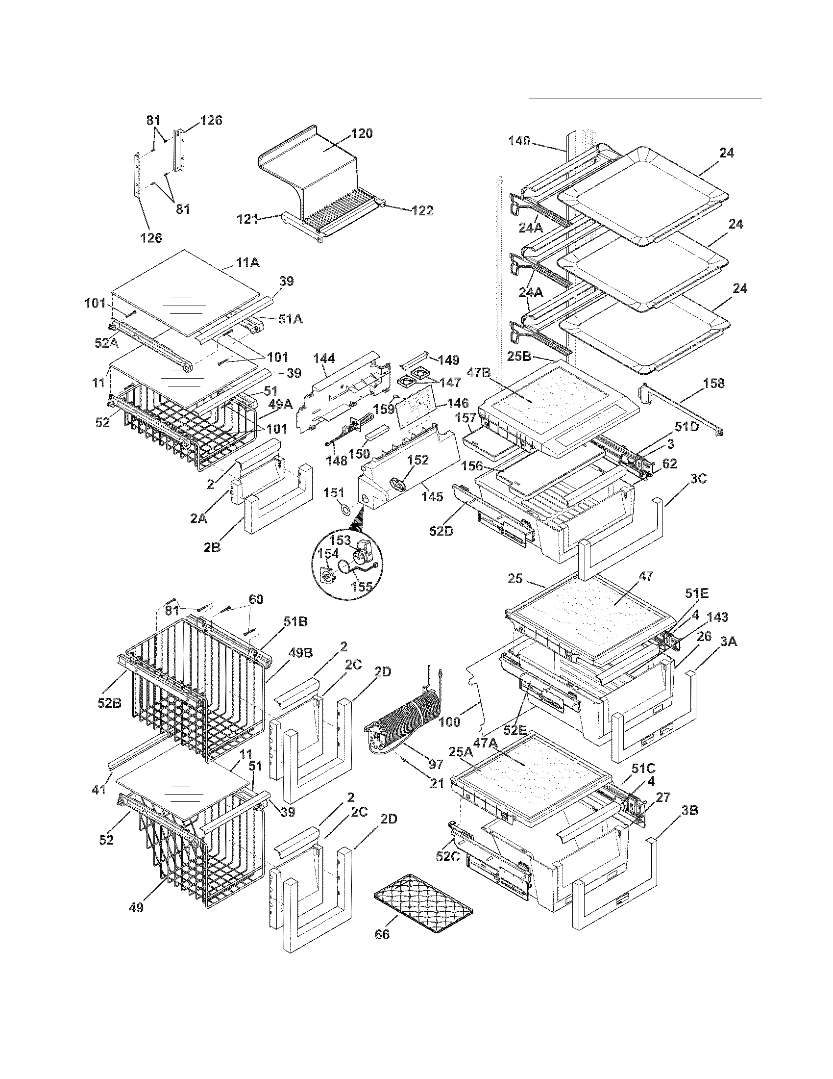 Electrolux EW23CS85KS1 shelves diagram