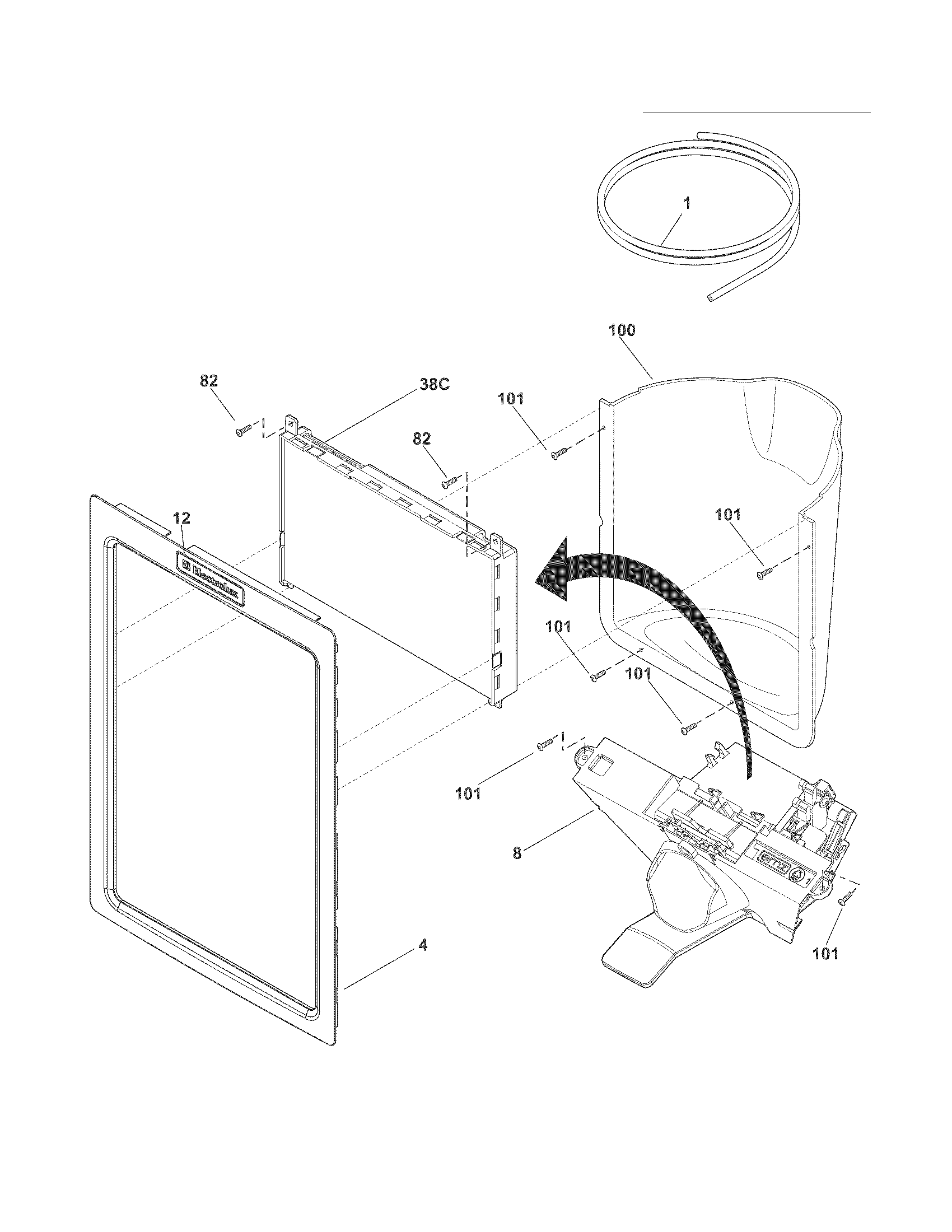 Electrolux EW23CS85KS1 ice & water dispenser diagram