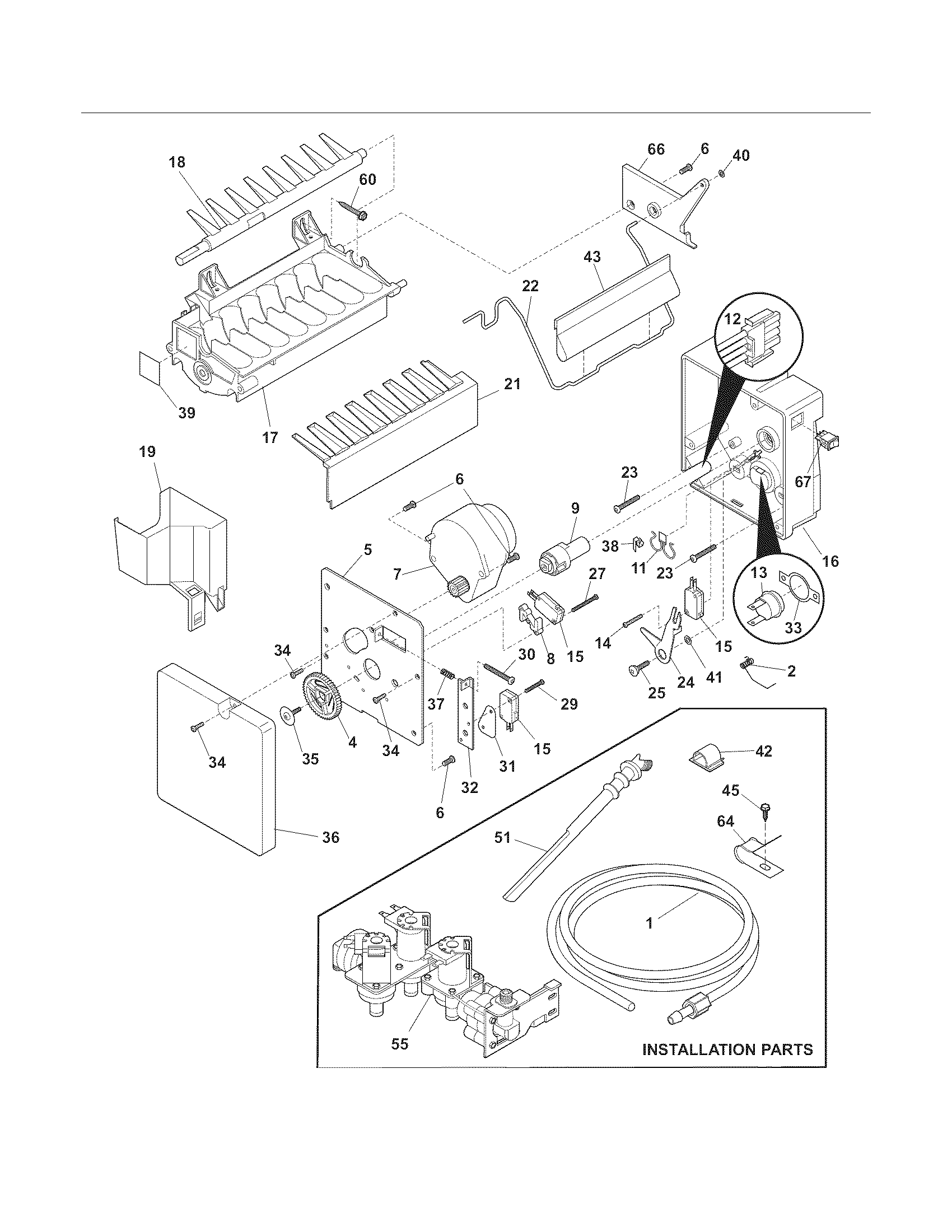 Electrolux EI23CS35KB1 ice maker diagram