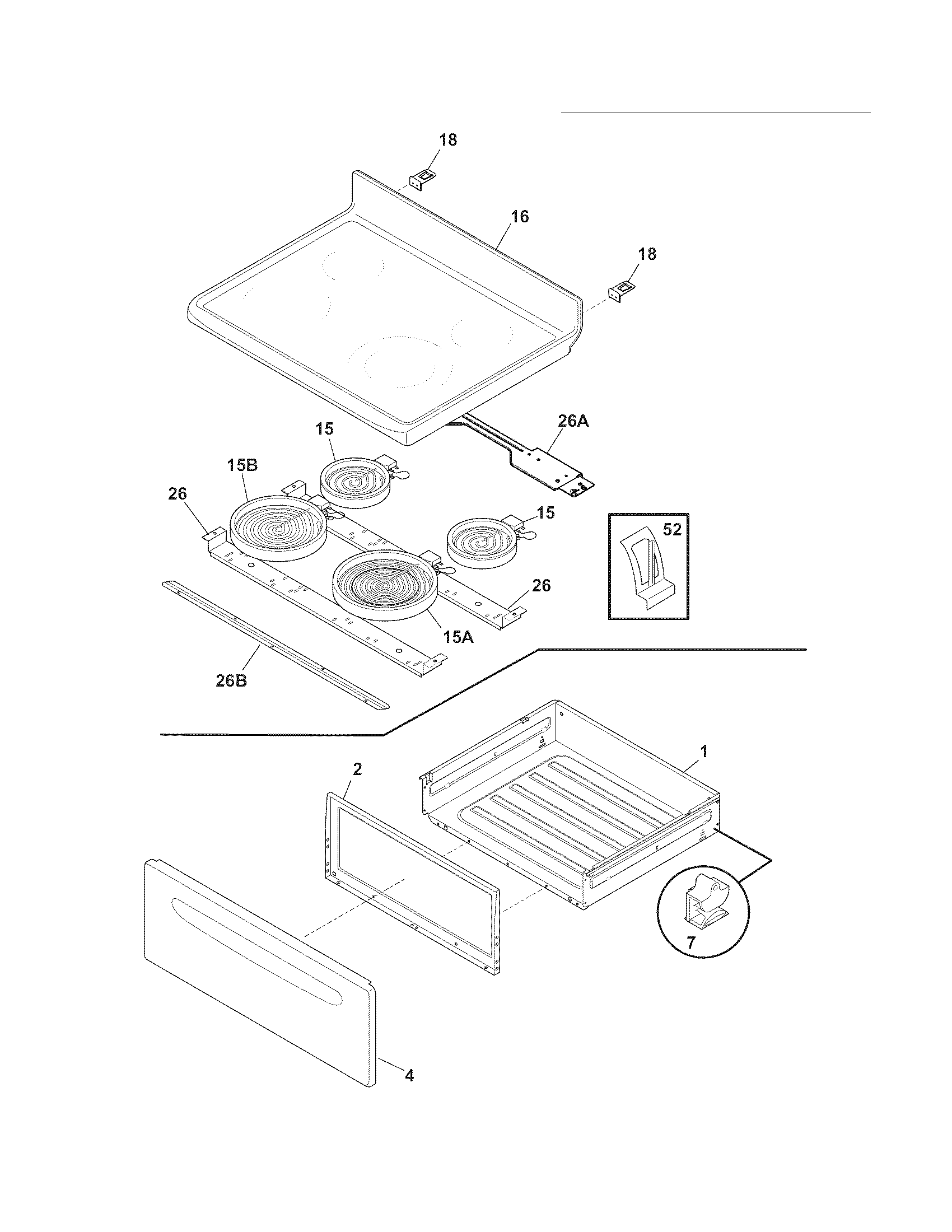 Kelvinator KAEF3016MWC top/drawer diagram