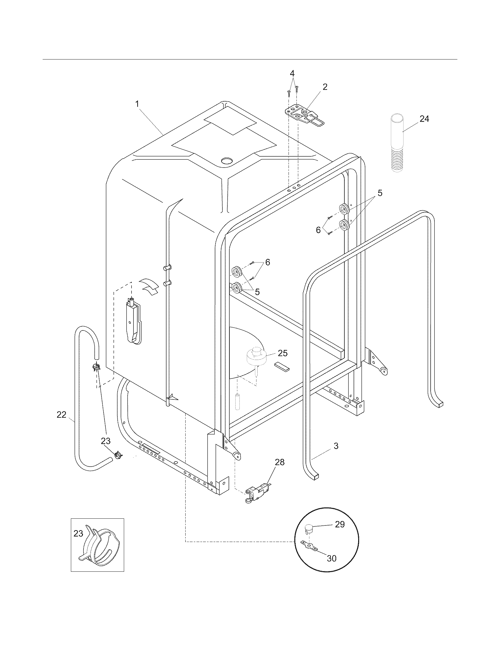 Frigidaire FFBD2408NS0A tub diagram