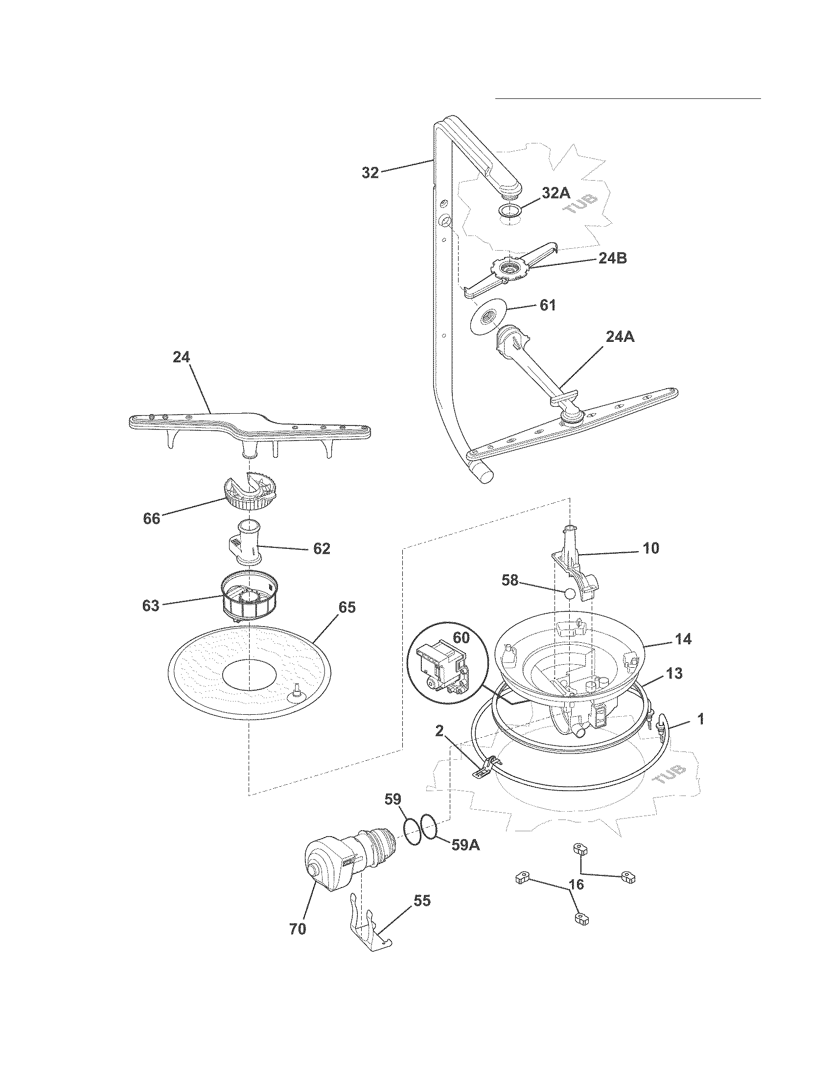Frigidaire FFBD2408NS0A motor & pump diagram