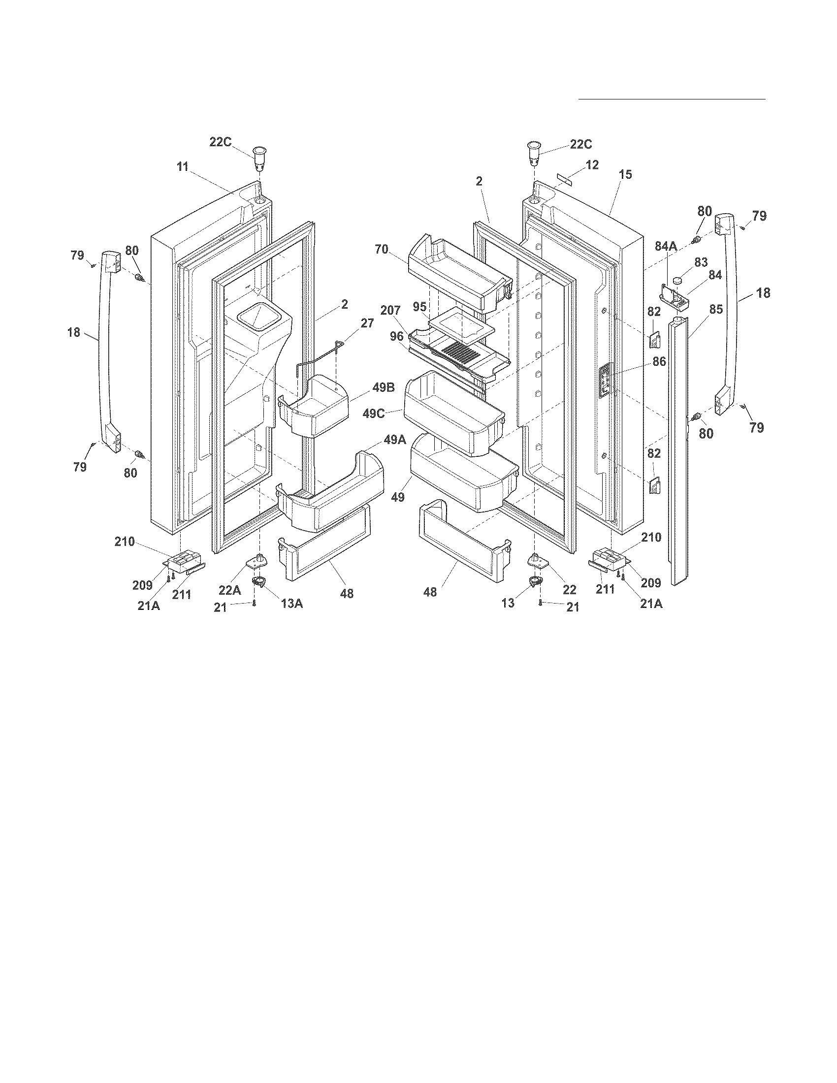 Electrolux EI23BC65KS3 fresh food door diagram