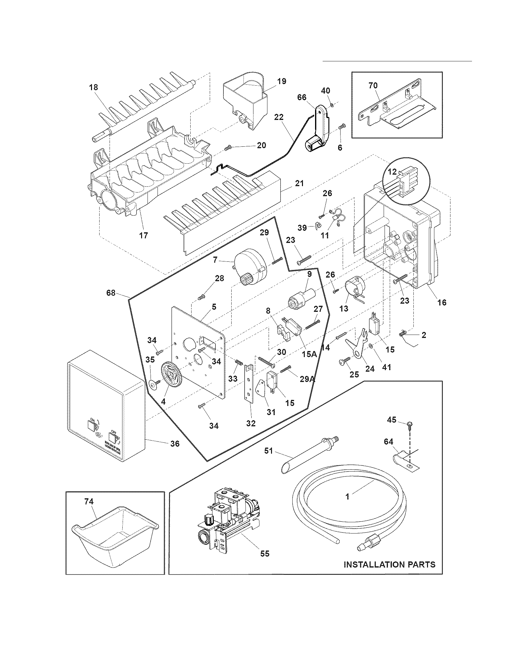 Electrolux EI23BC65KS3 freezer ice maker diagram