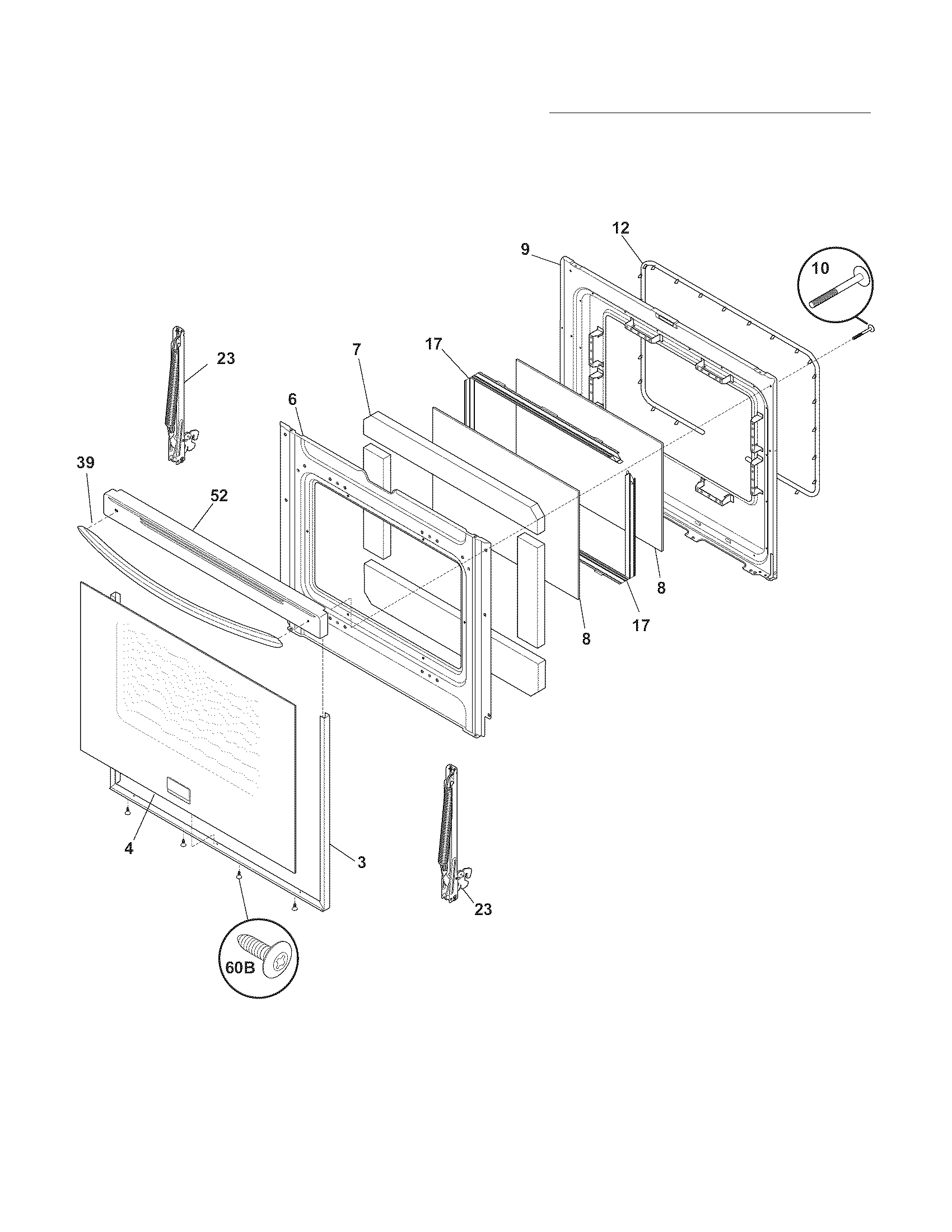 Frigidaire CGGF3032MBB door diagram