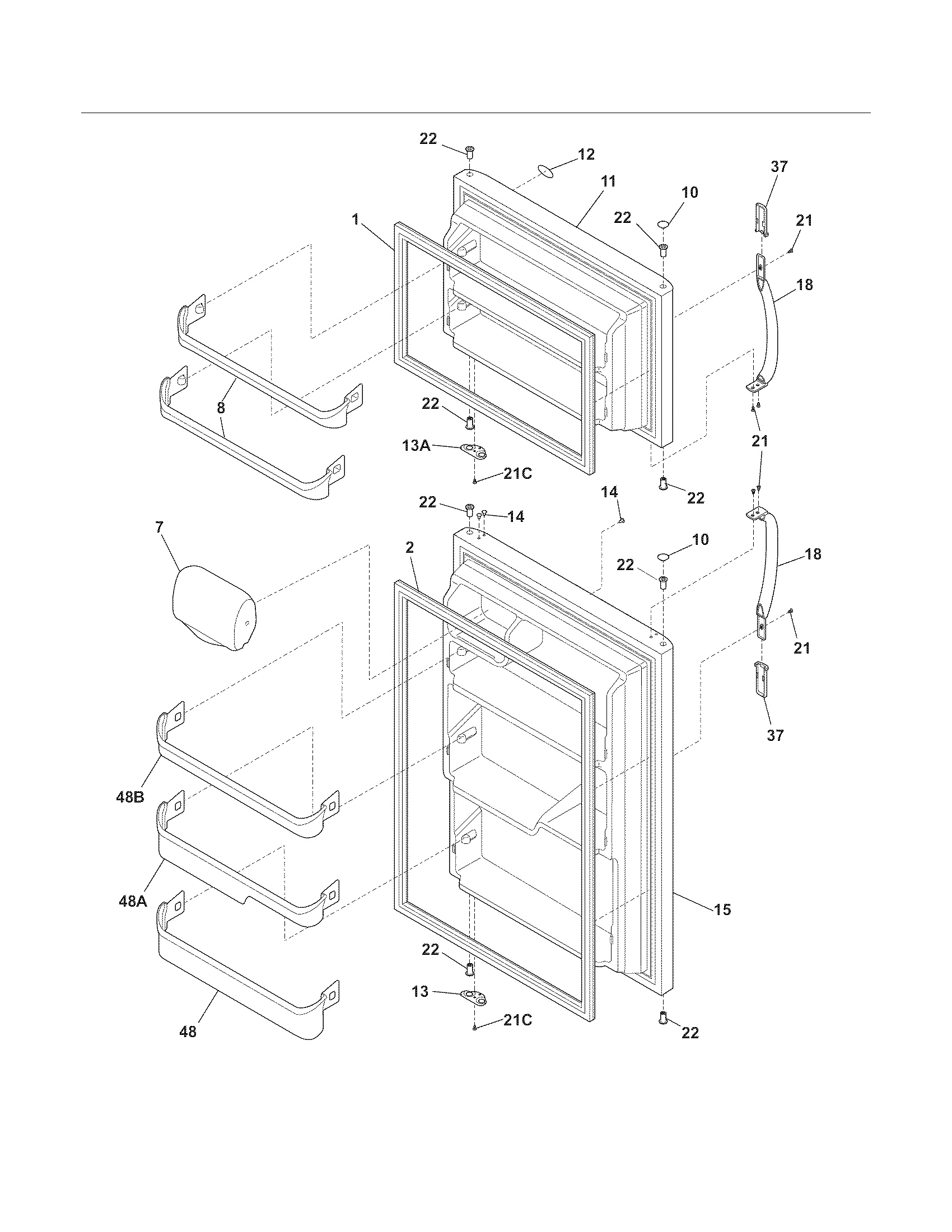 Frigidaire FRT18L4JBF door diagram