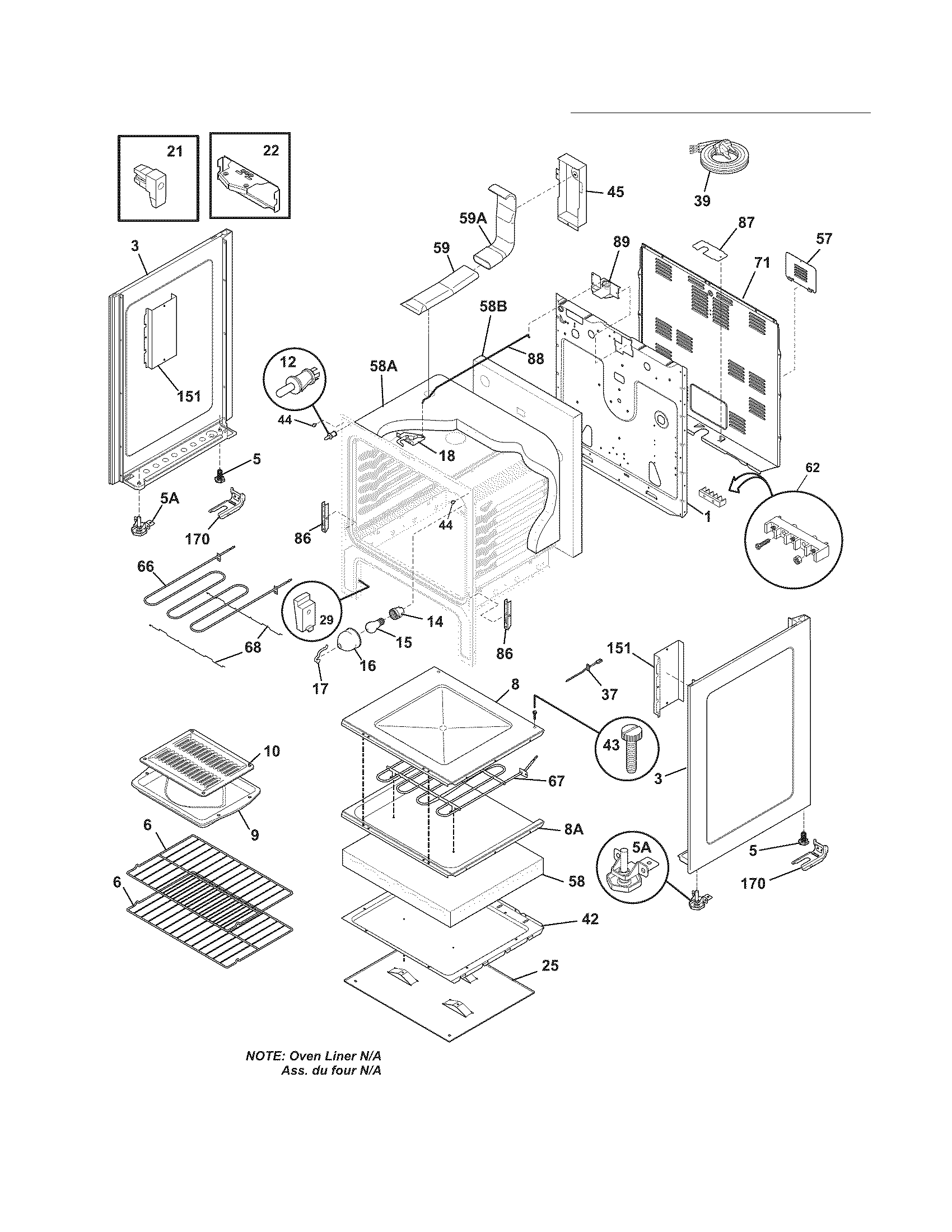 Frigidaire CFEF3020LWG body diagram