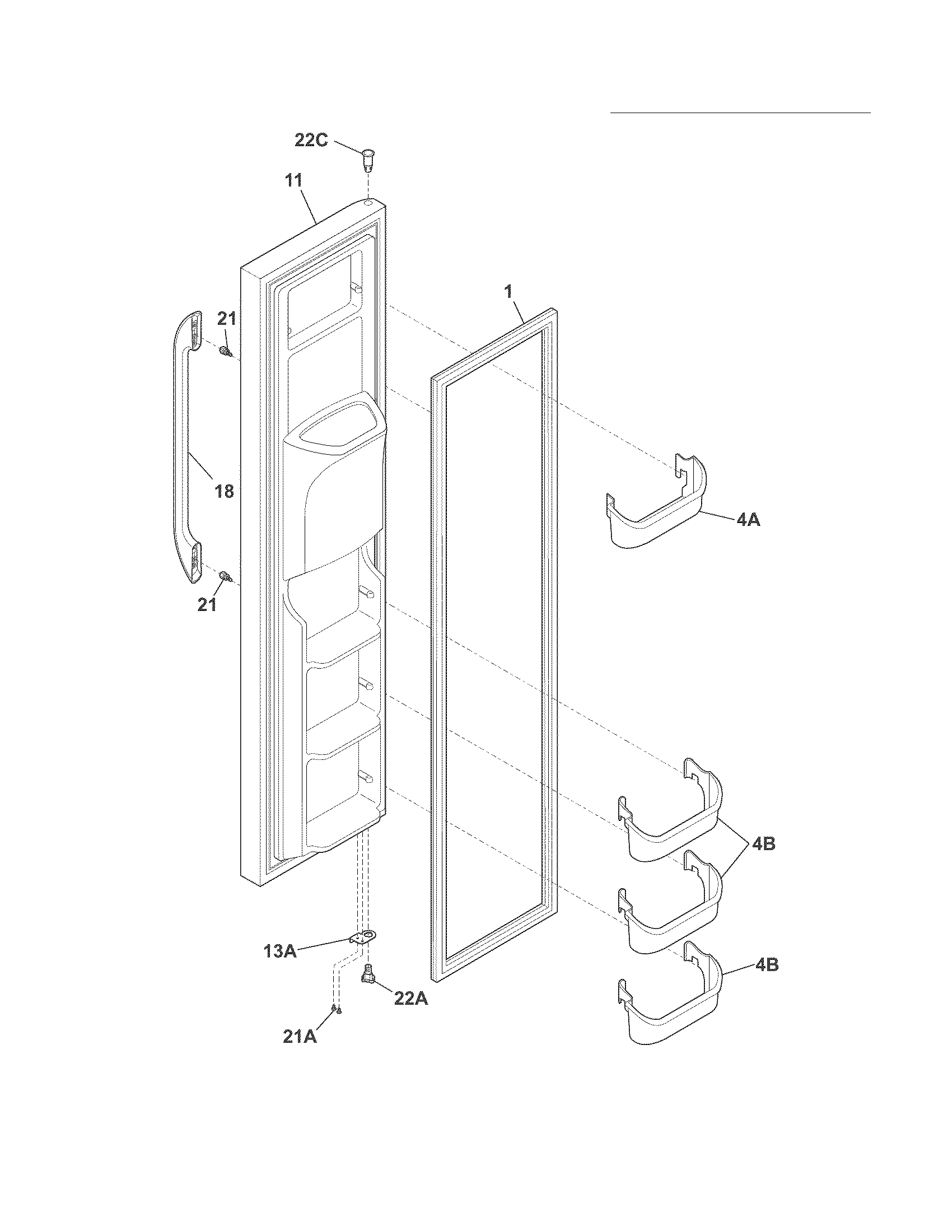 Frigidaire FFHS2313LE7 freezer door diagram