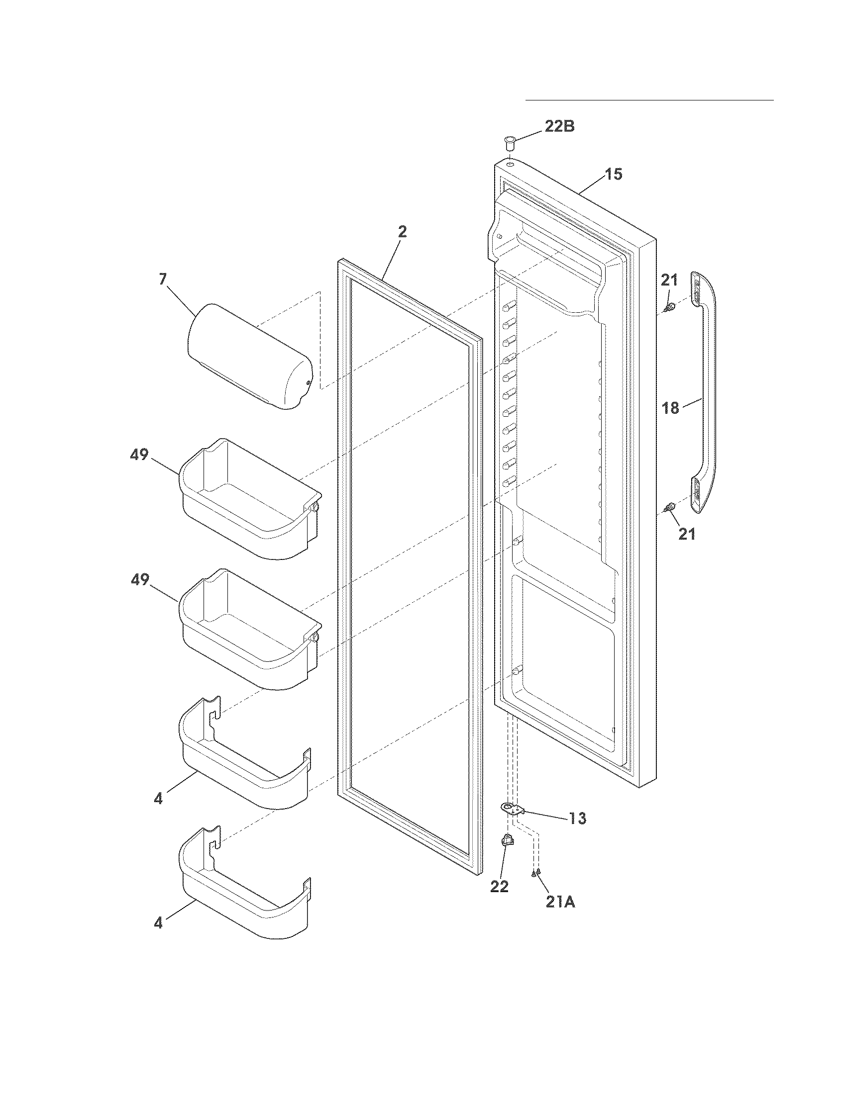Frigidaire FFHS2313LE7 refrigerator door diagram