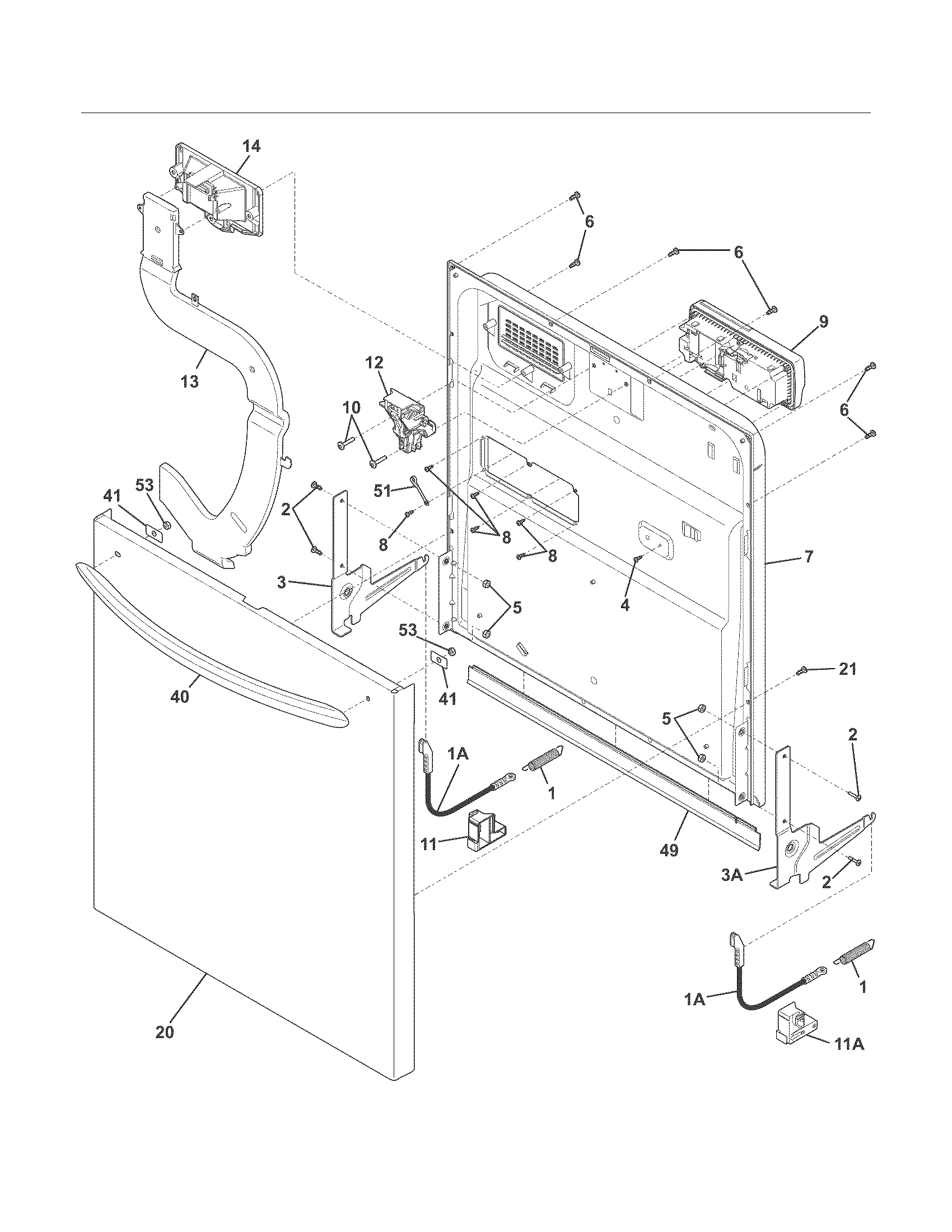 Frigidaire FGHD2465NF1A door diagram