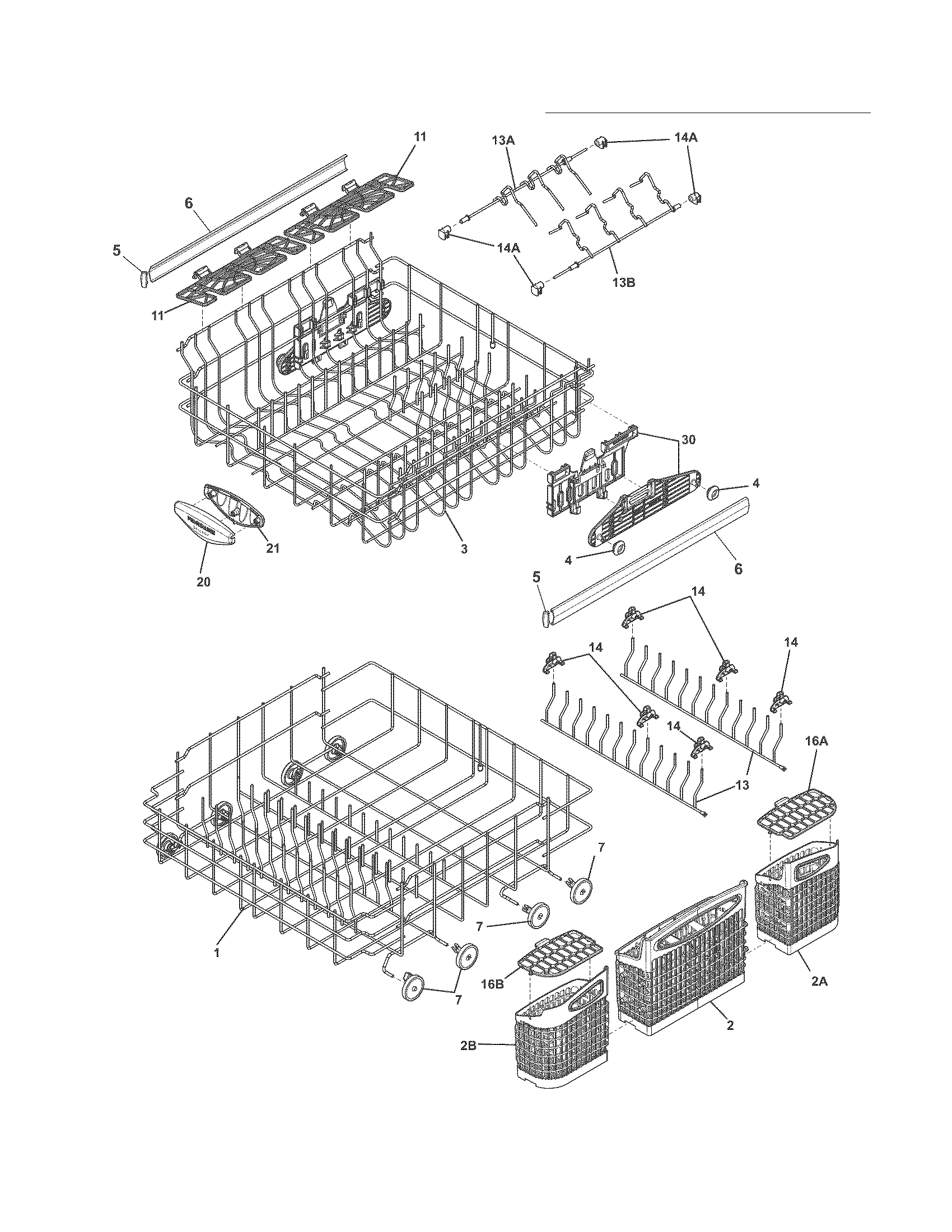 Frigidaire FGHD2465NF1A racks diagram