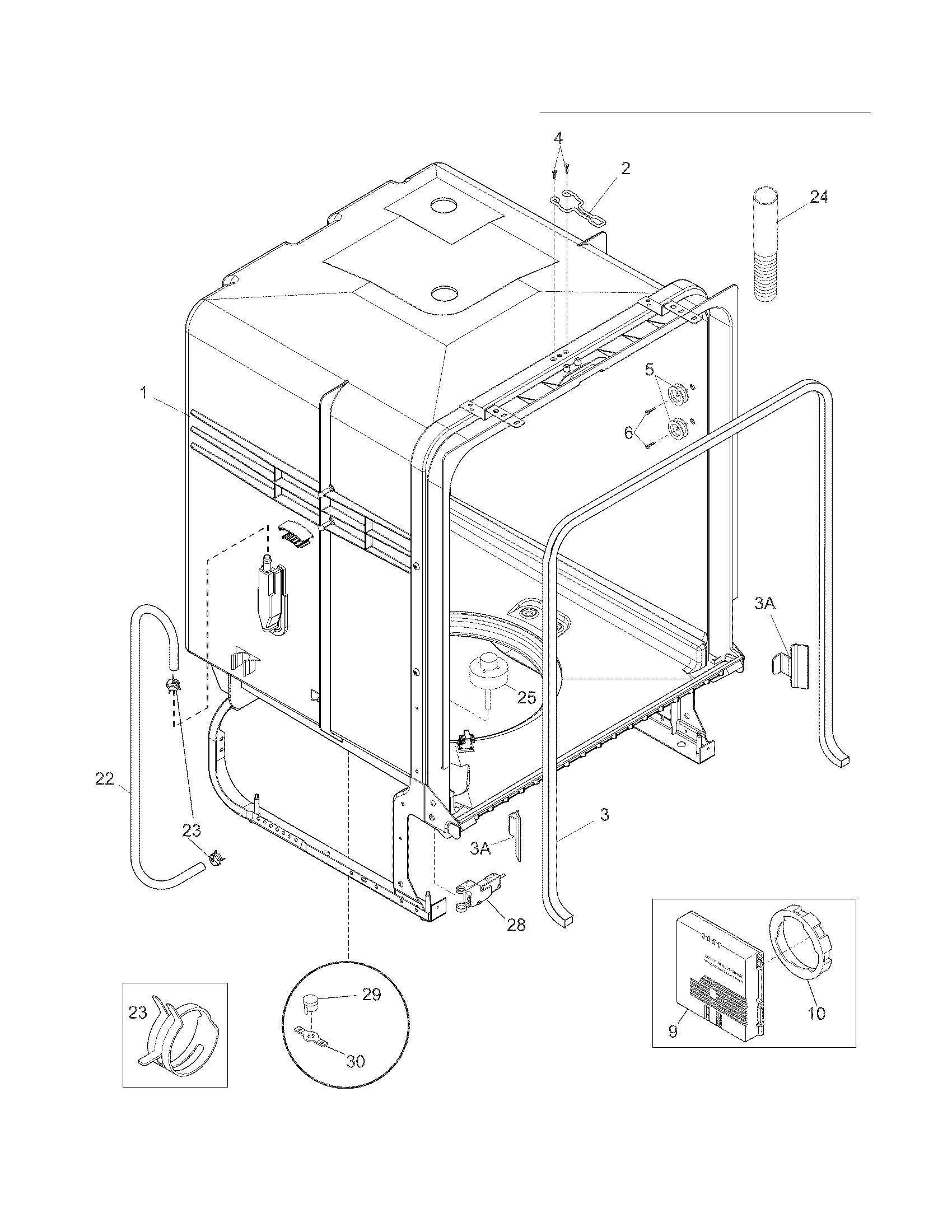 Frigidaire FPHD2485NF1A tub diagram